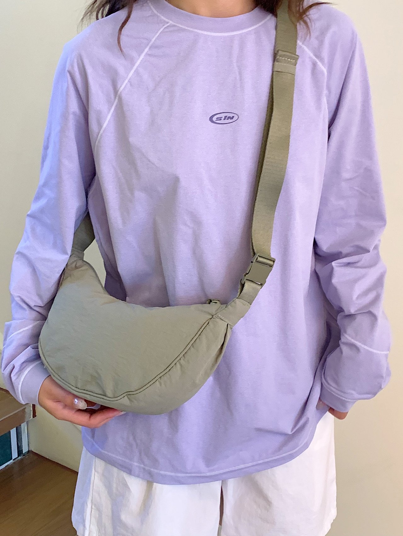Olive Plain Crossbody Bag 