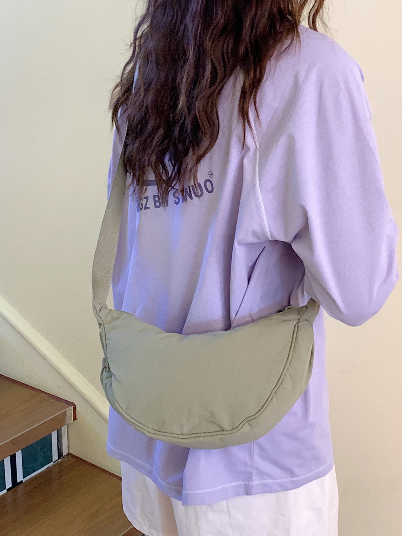 Olive Plain Crossbody Bag 