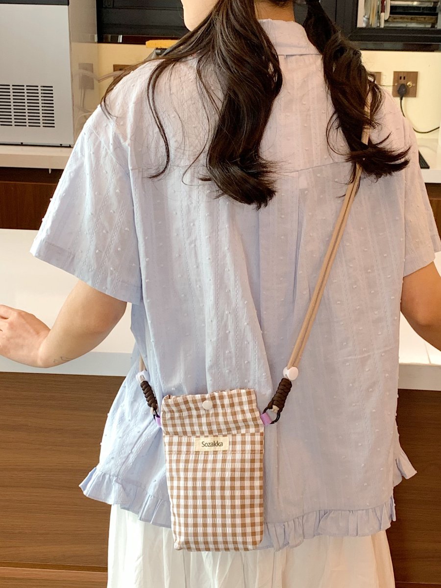 Gingham Crossbody Phone Pouch