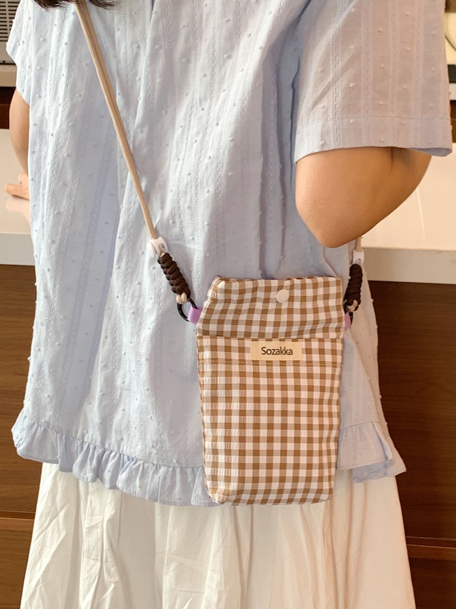 Gingham Crossbody Phone Pouch
