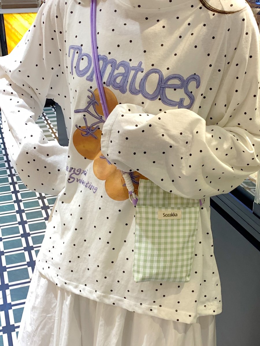 Gingham Crossbody Bag with Adjustable Strap