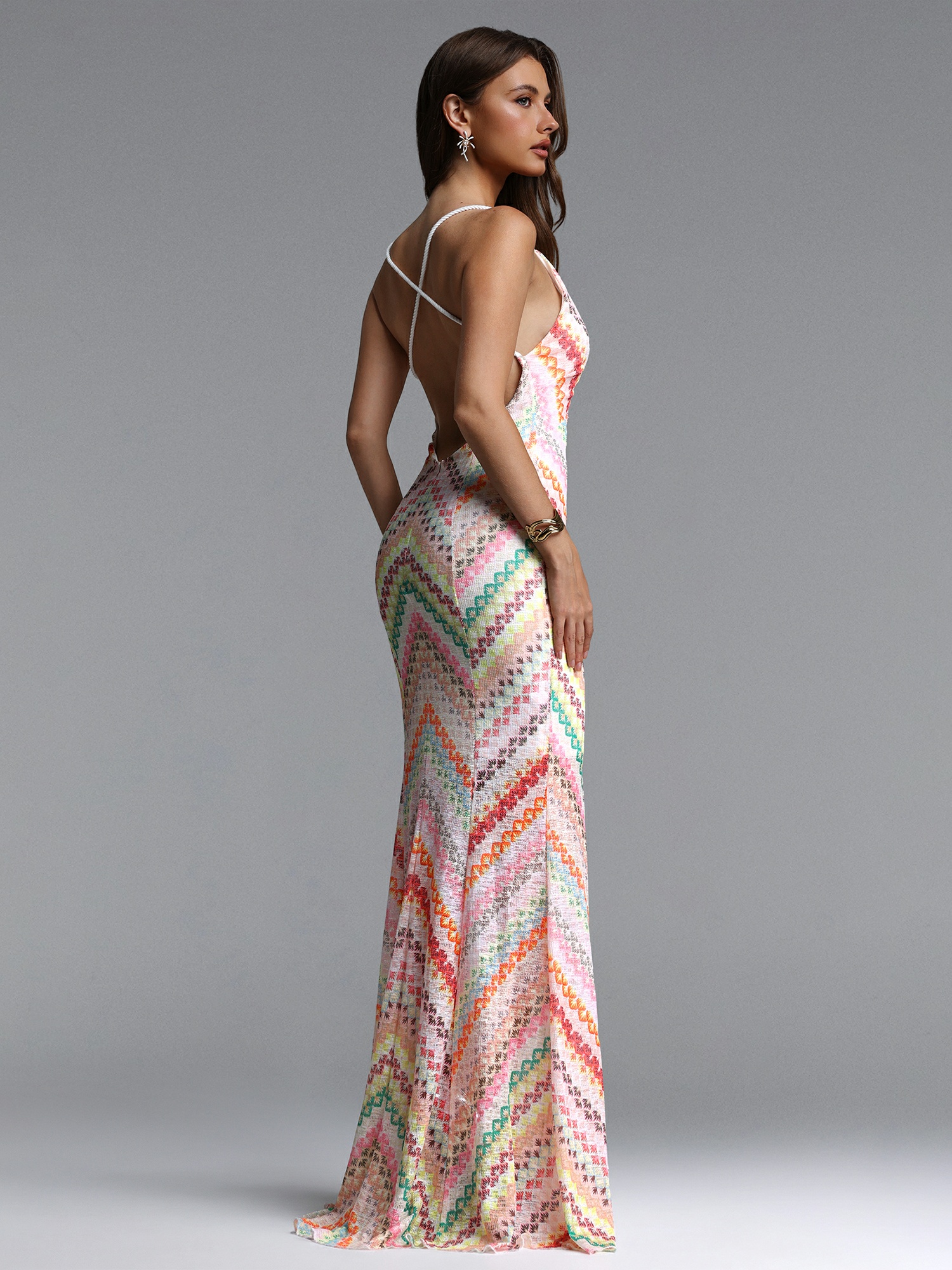 Geo Pattern Mermaid Hem Maxi Dress