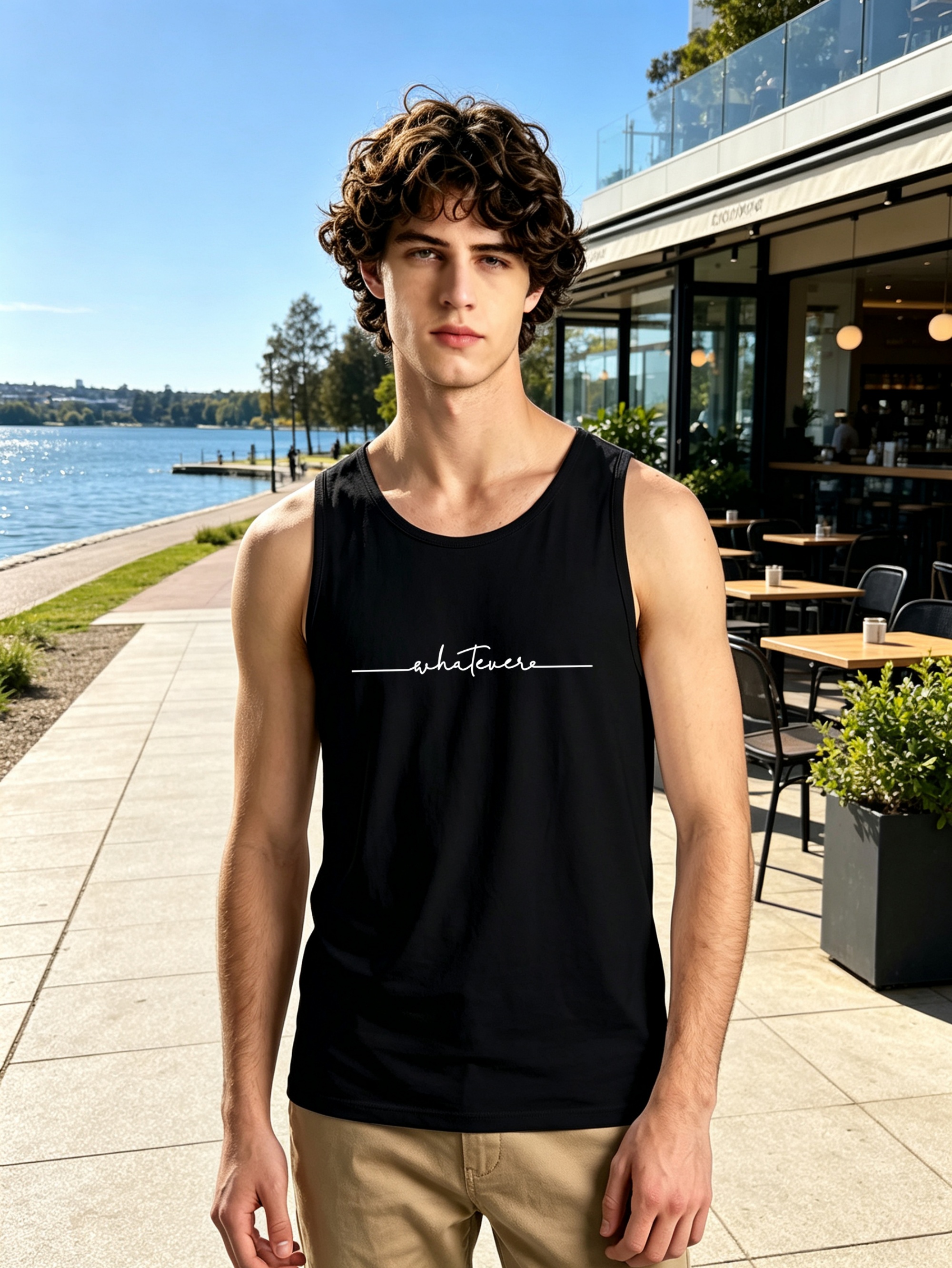Black Whatever Graphic Tank Top
