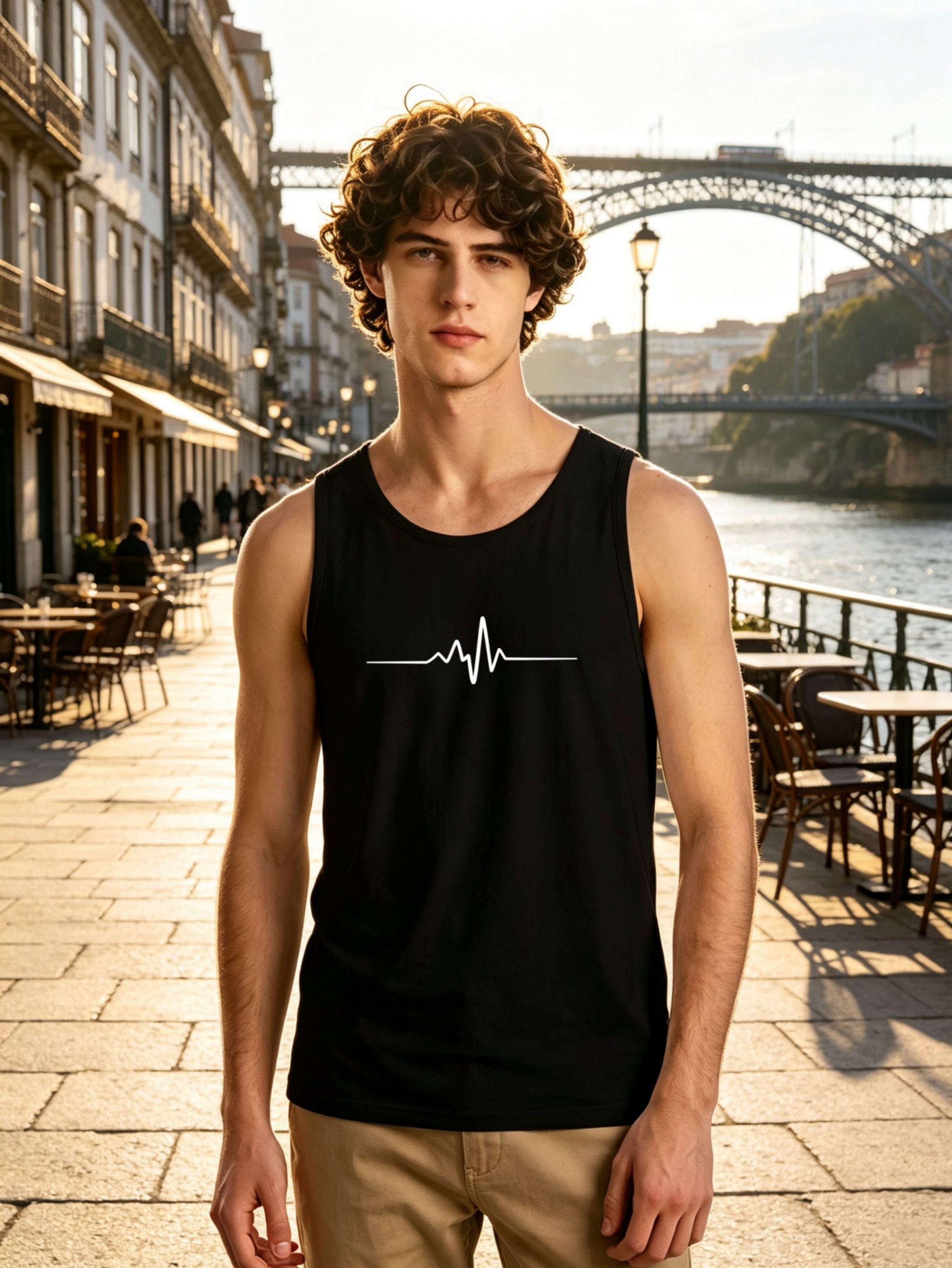 Black Graphic Print Regular Fit Tank Top