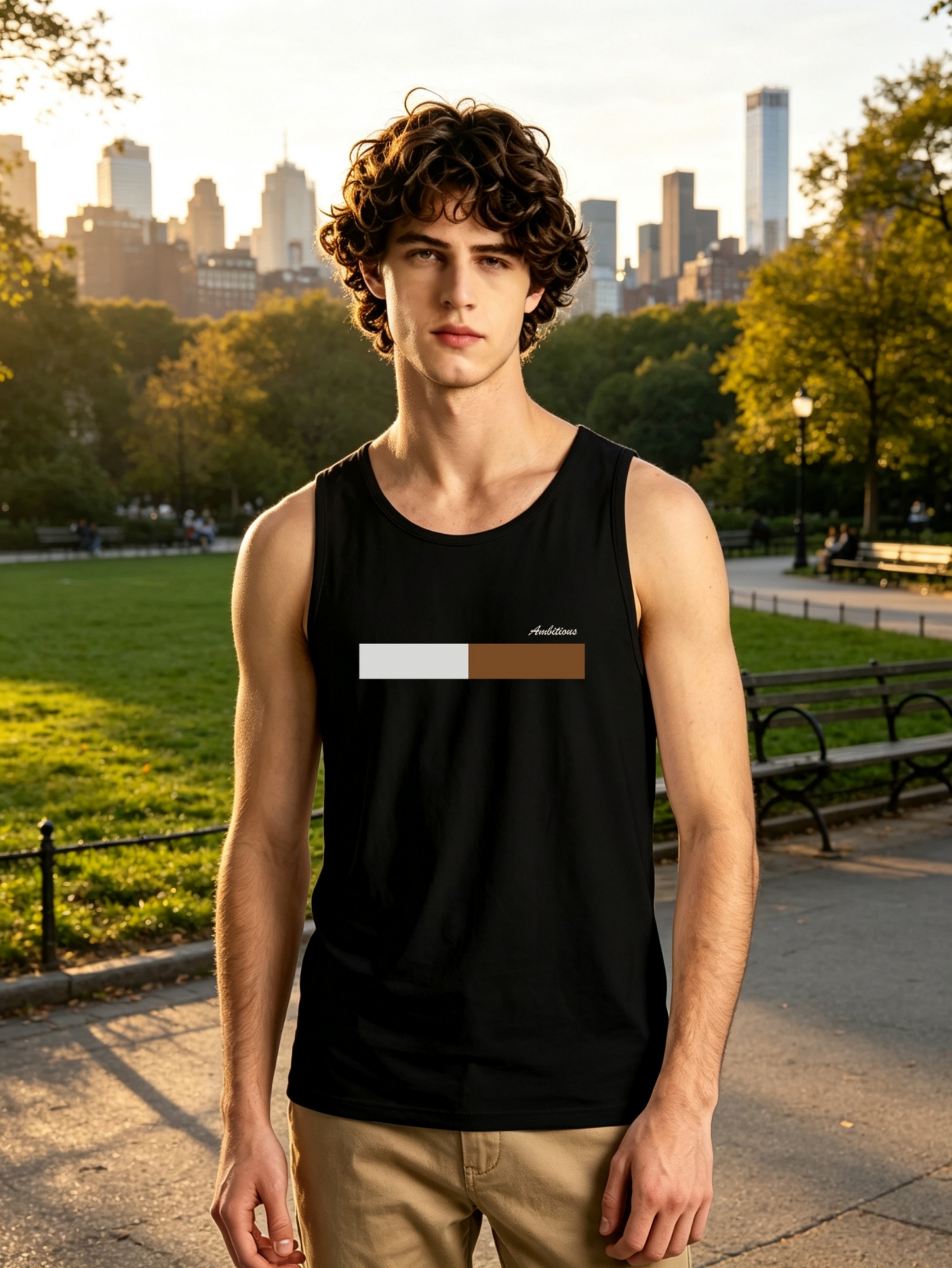 Black Graphic Print Regular Fit Tank Top