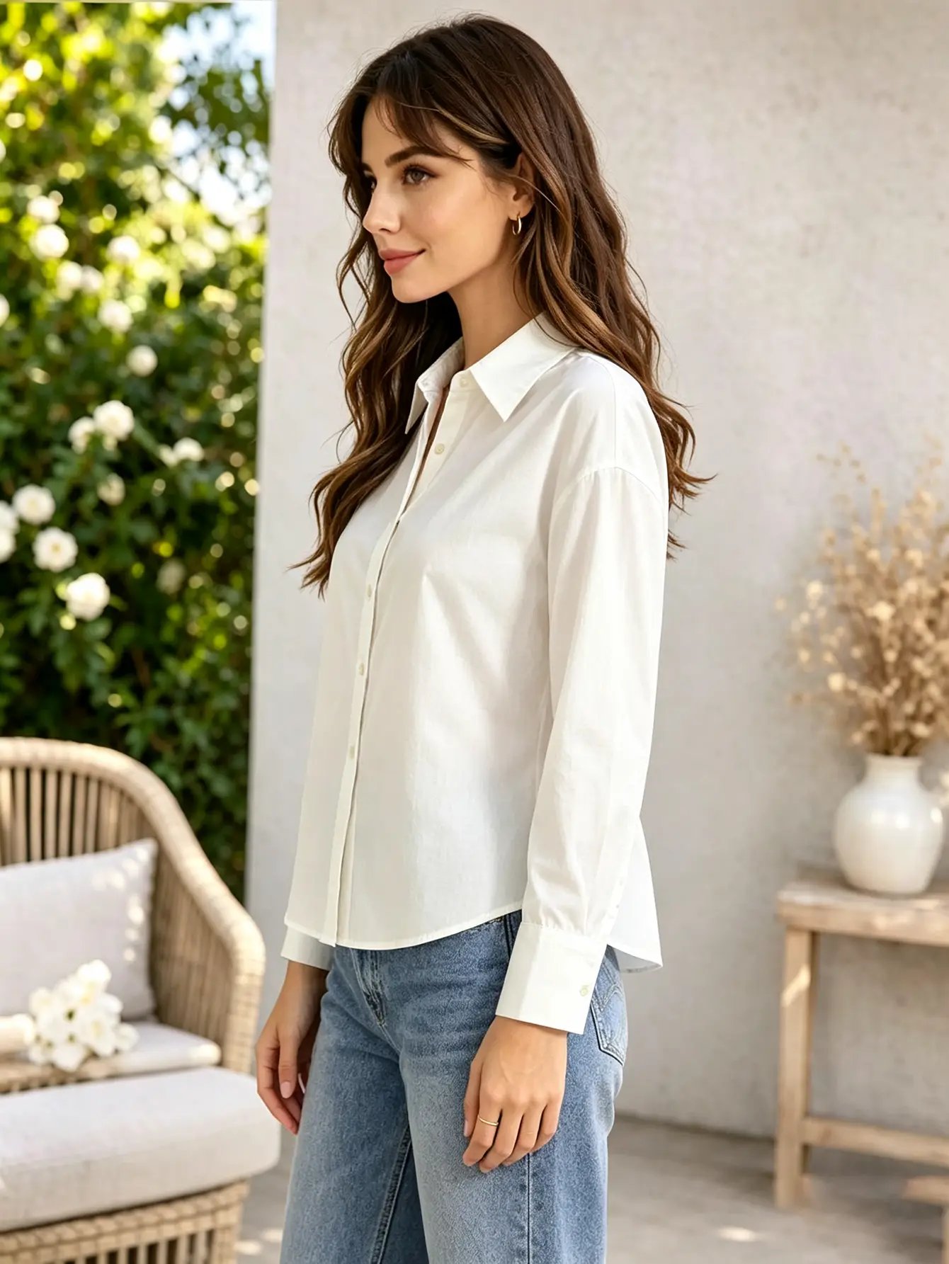 White Long Sleeve Cotton Shirt