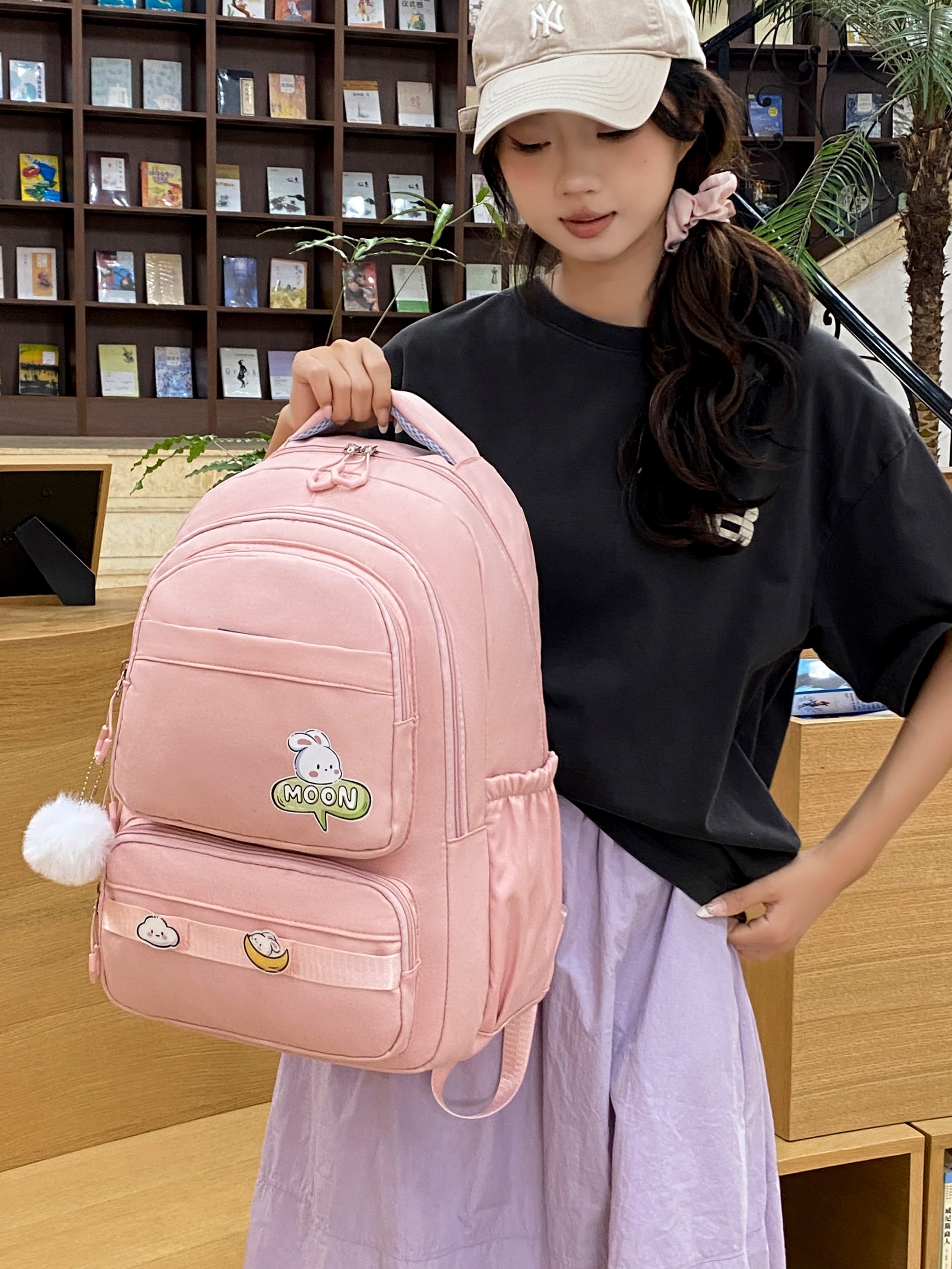 Pink Plain Backpack