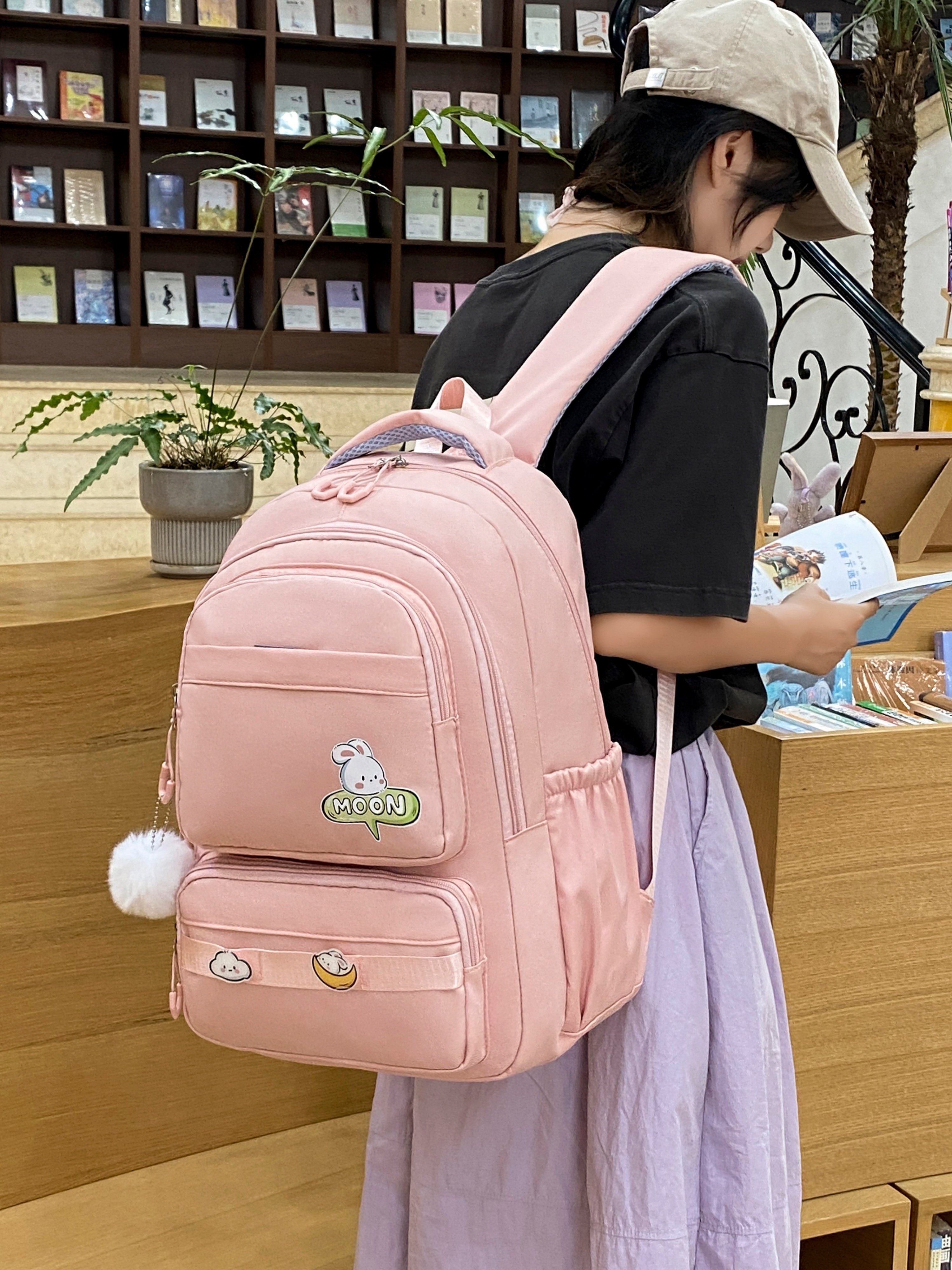 Pink Plain Backpack