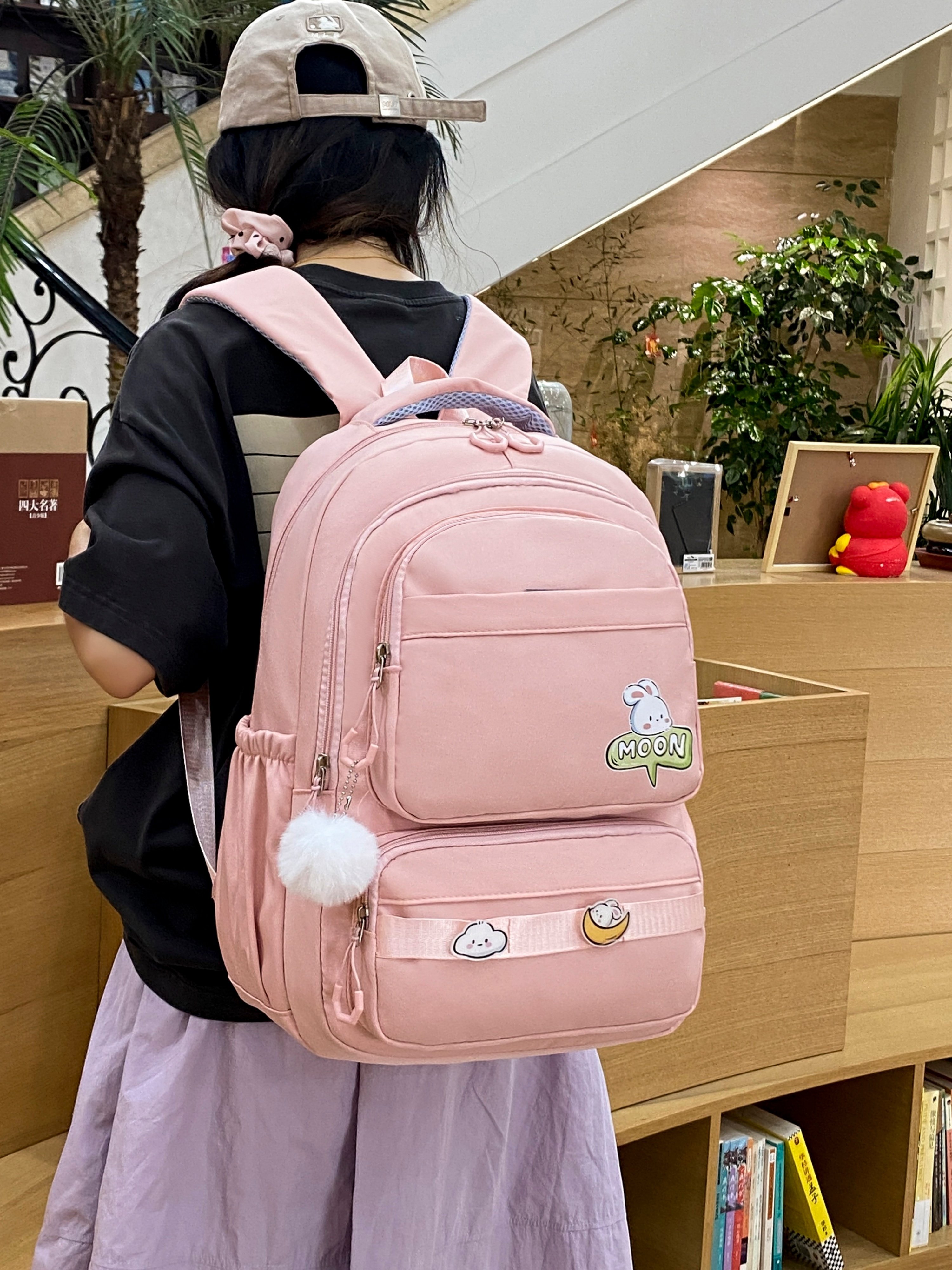 Pink Plain Backpack