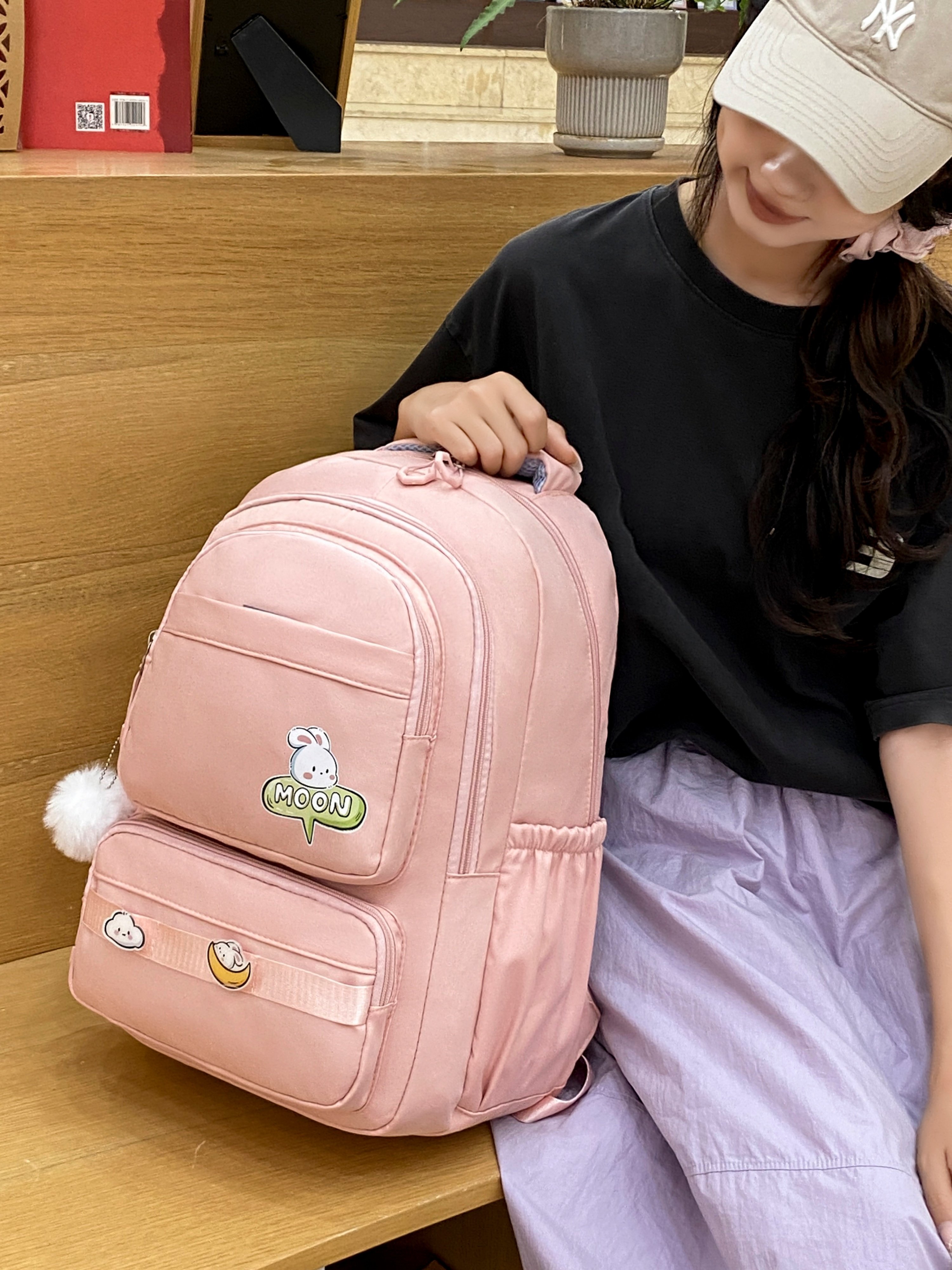 Pink Plain Backpack