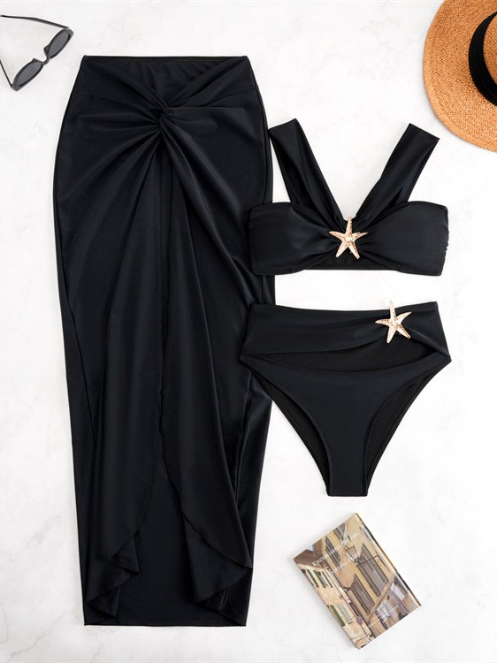 Black Off-Shoulder Tankini Bikini Set
