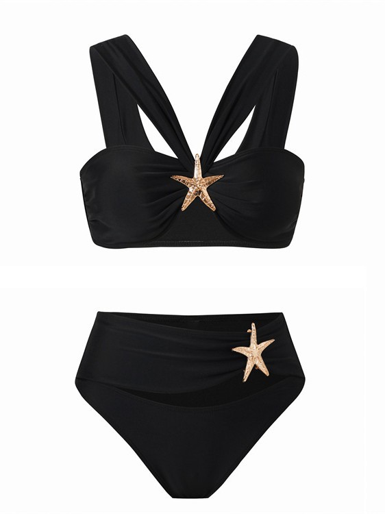 Black Off-Shoulder Tankini Bikini Set