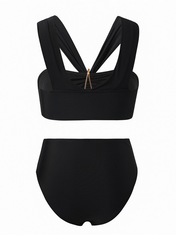 Black Off-Shoulder Tankini Bikini Set