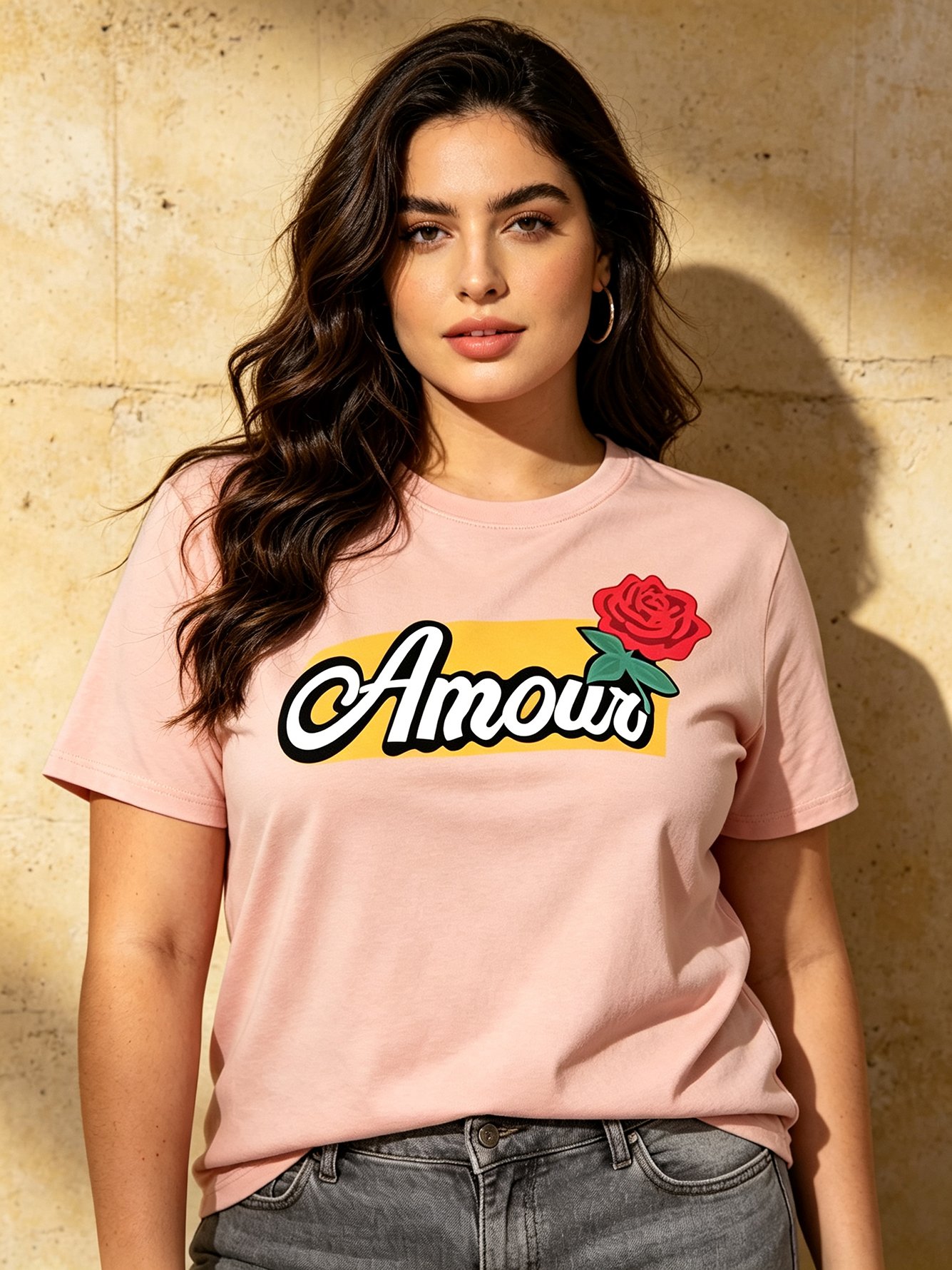 Light Pink Amour Rose Cotton T-Shirt