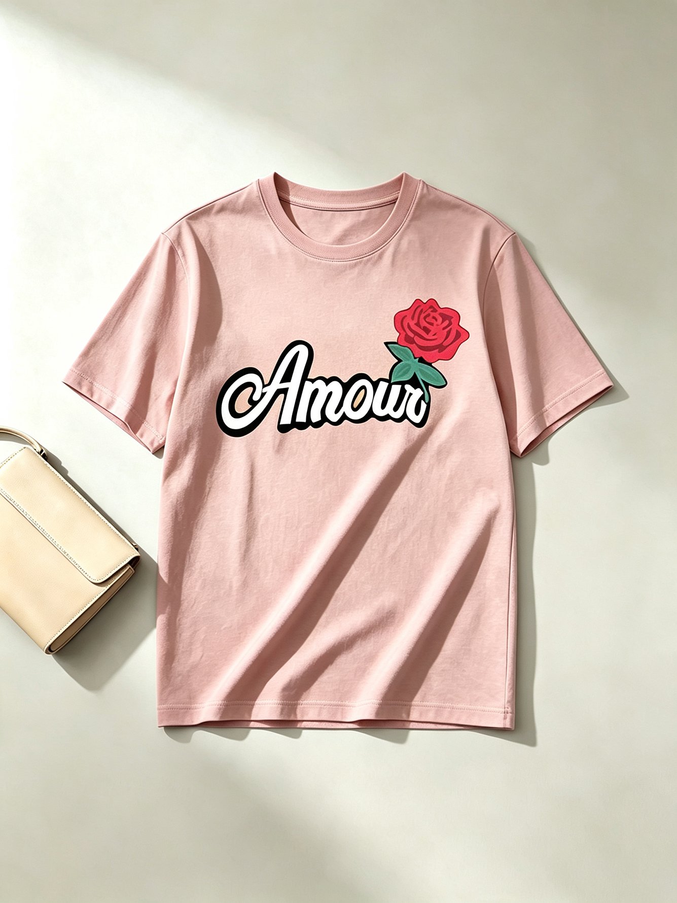 Light Pink Amour Rose Cotton T-Shirt