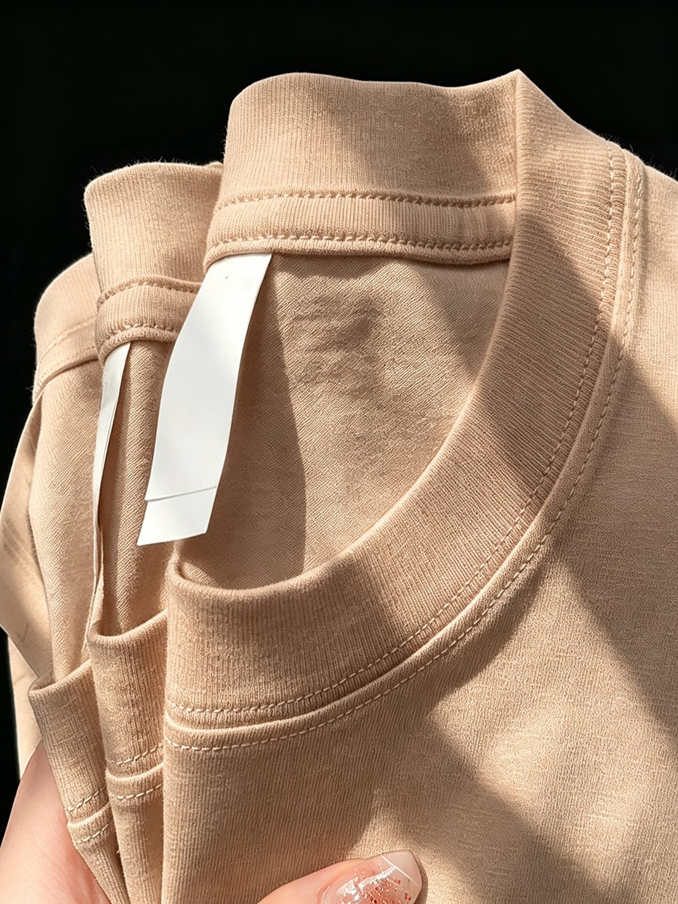 Beige Knitted T-Shirt with Dachshund Print
