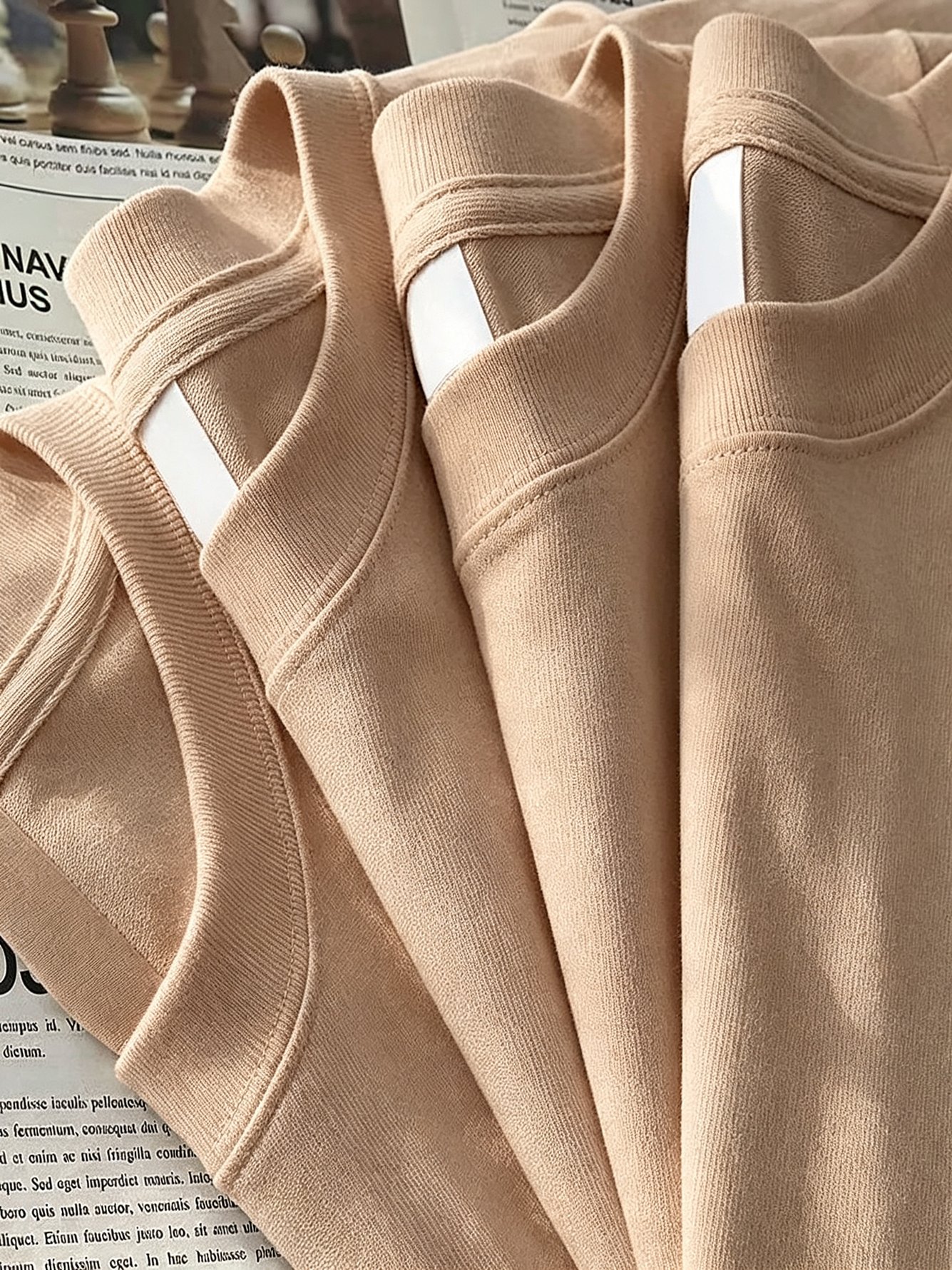 Beige Knitted Pure Cotton T-Shirt