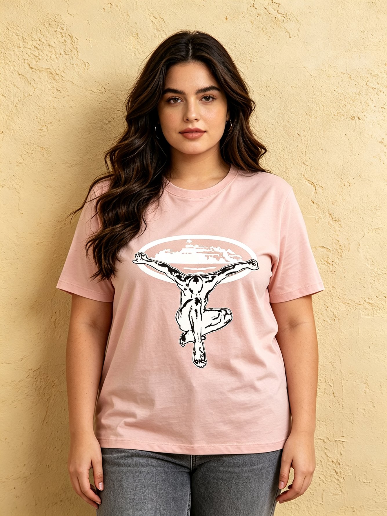 Light Pink Atlas Print Cotton T-Shirt
