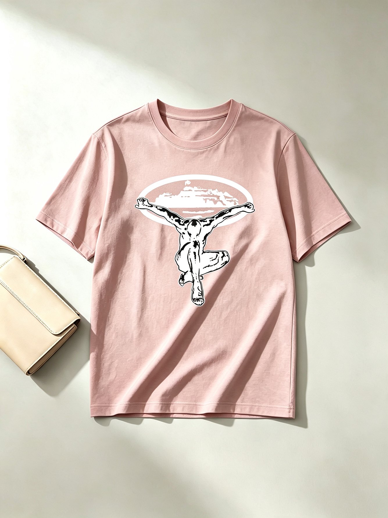 Light Pink Atlas Print Cotton T-Shirt