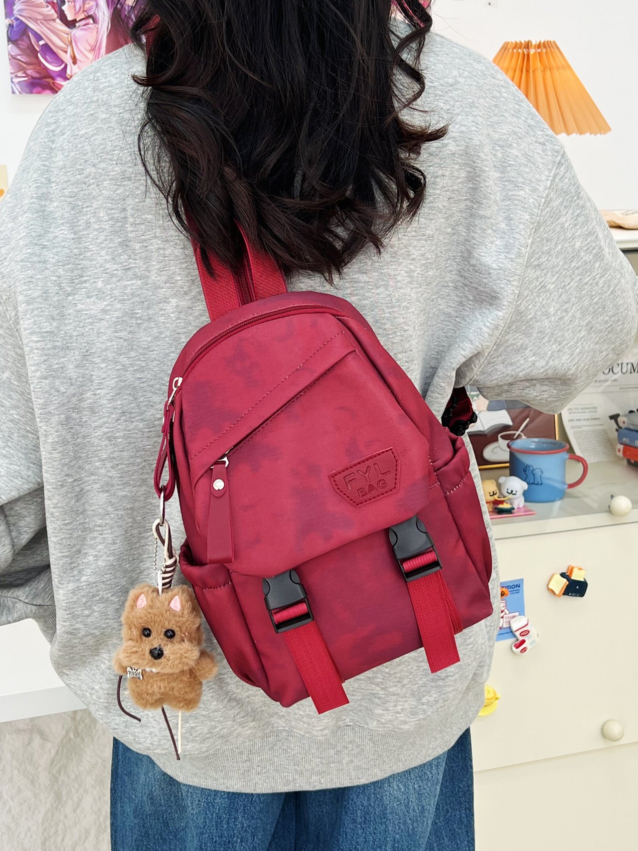 Red Plain Backpack