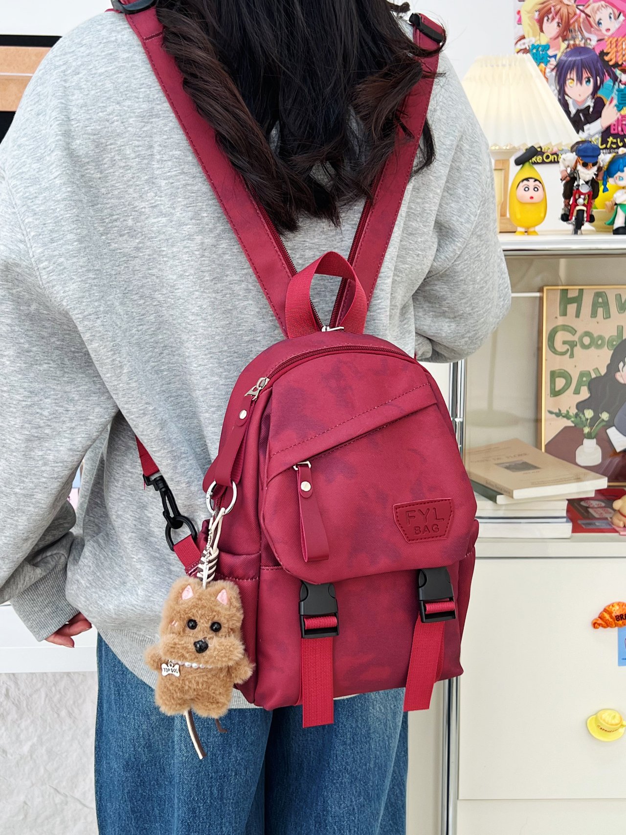 Red Plain Backpack