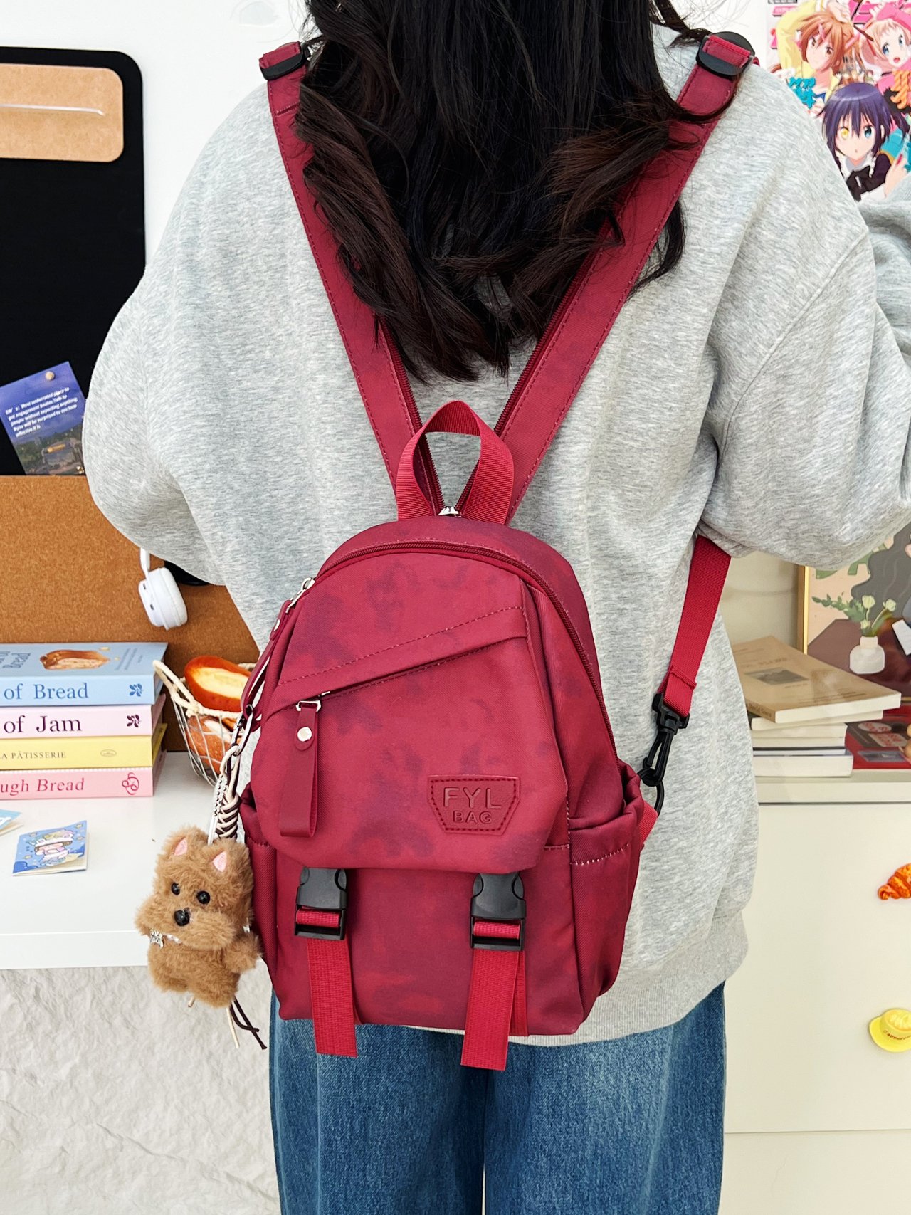 Red Plain Backpack