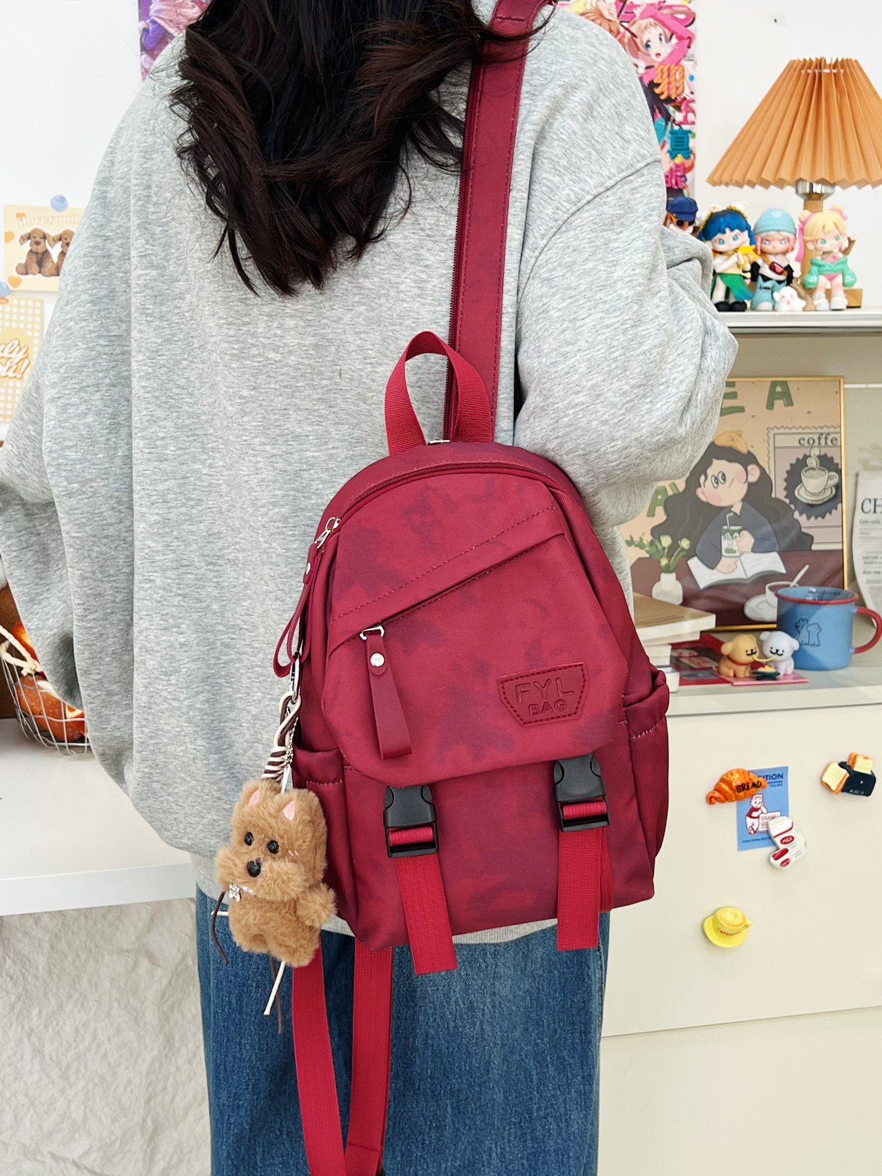Red Plain Backpack