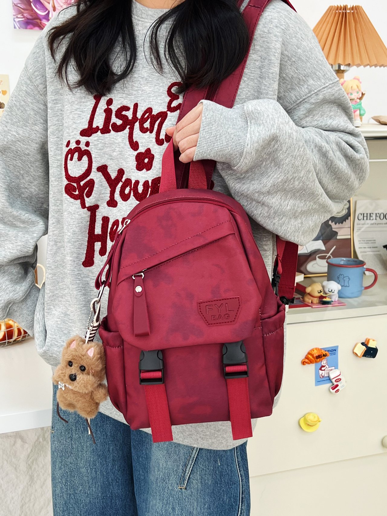 Red Plain Backpack