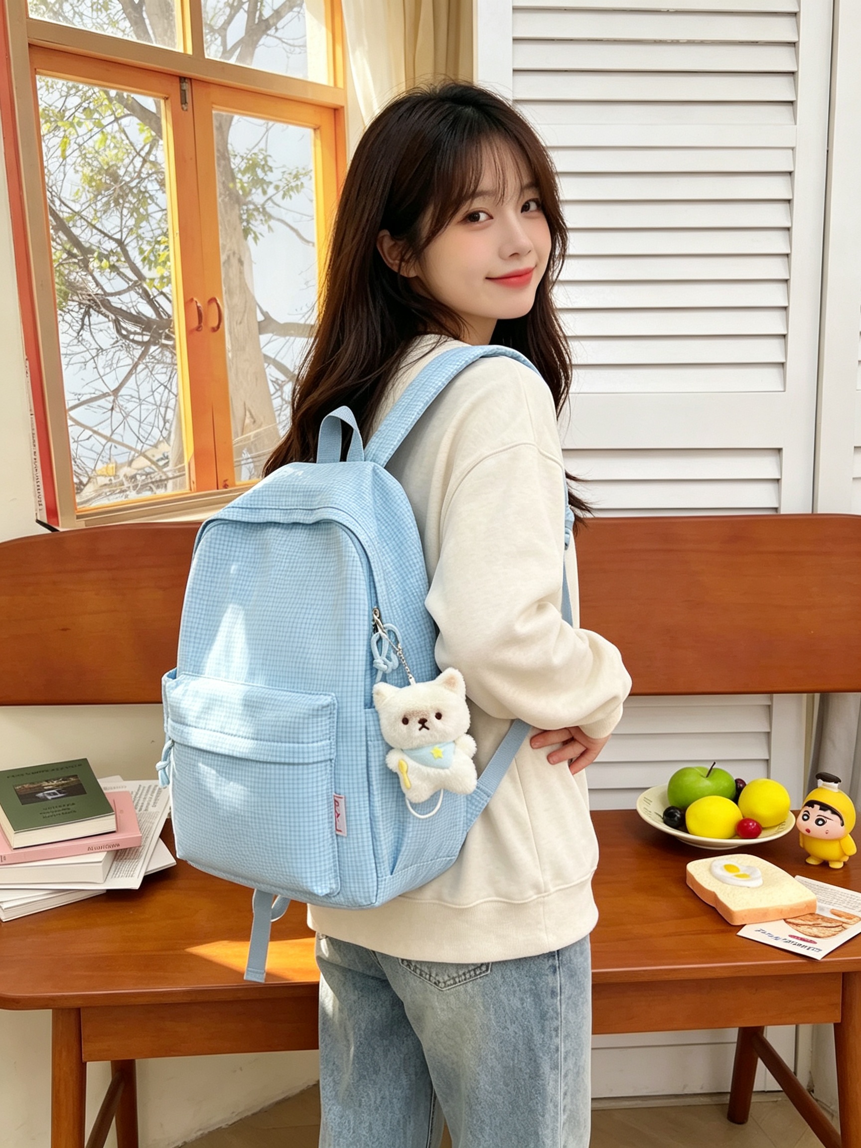 Blue Gingham Backpack 