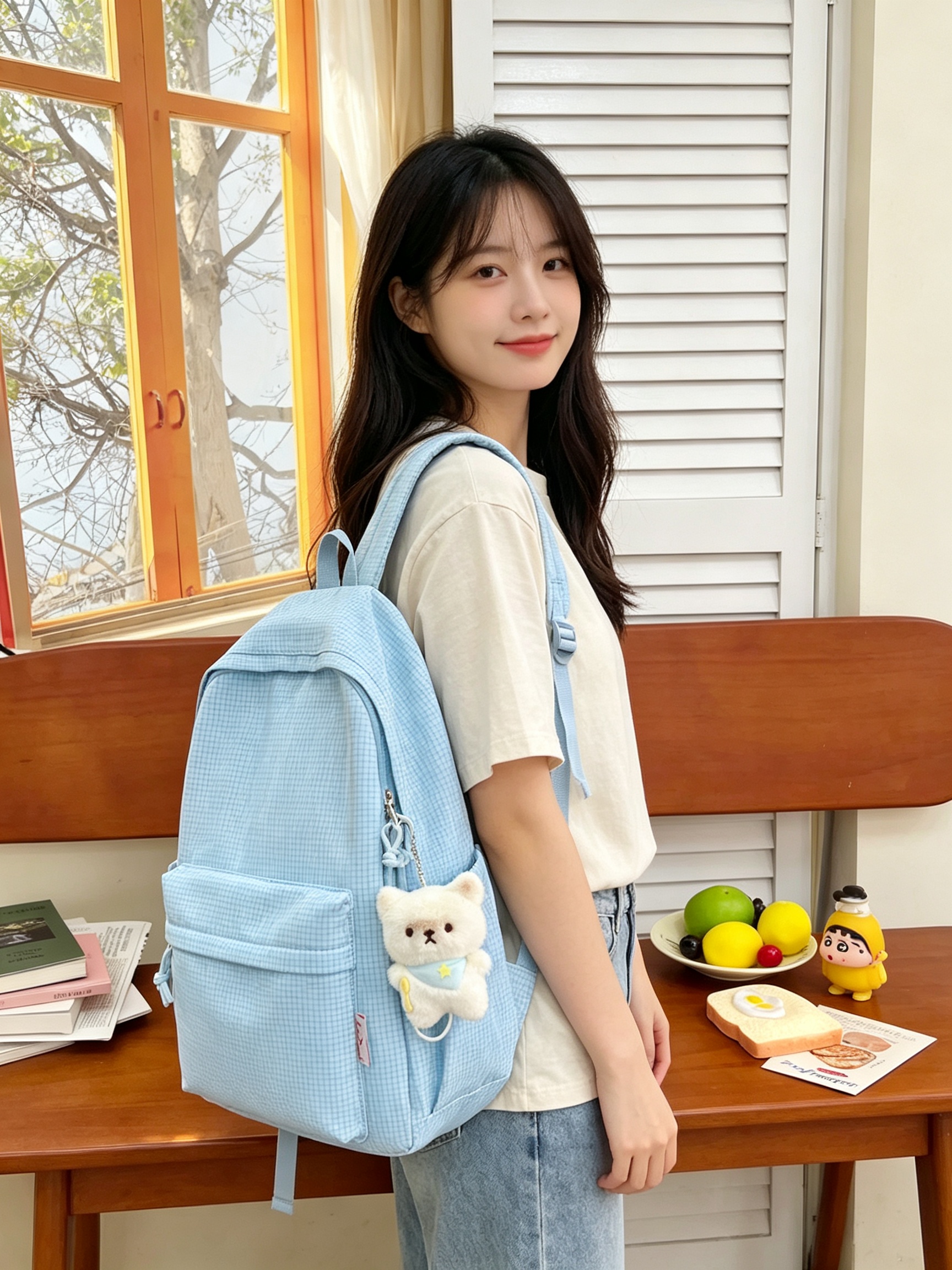 Blue Gingham Backpack 