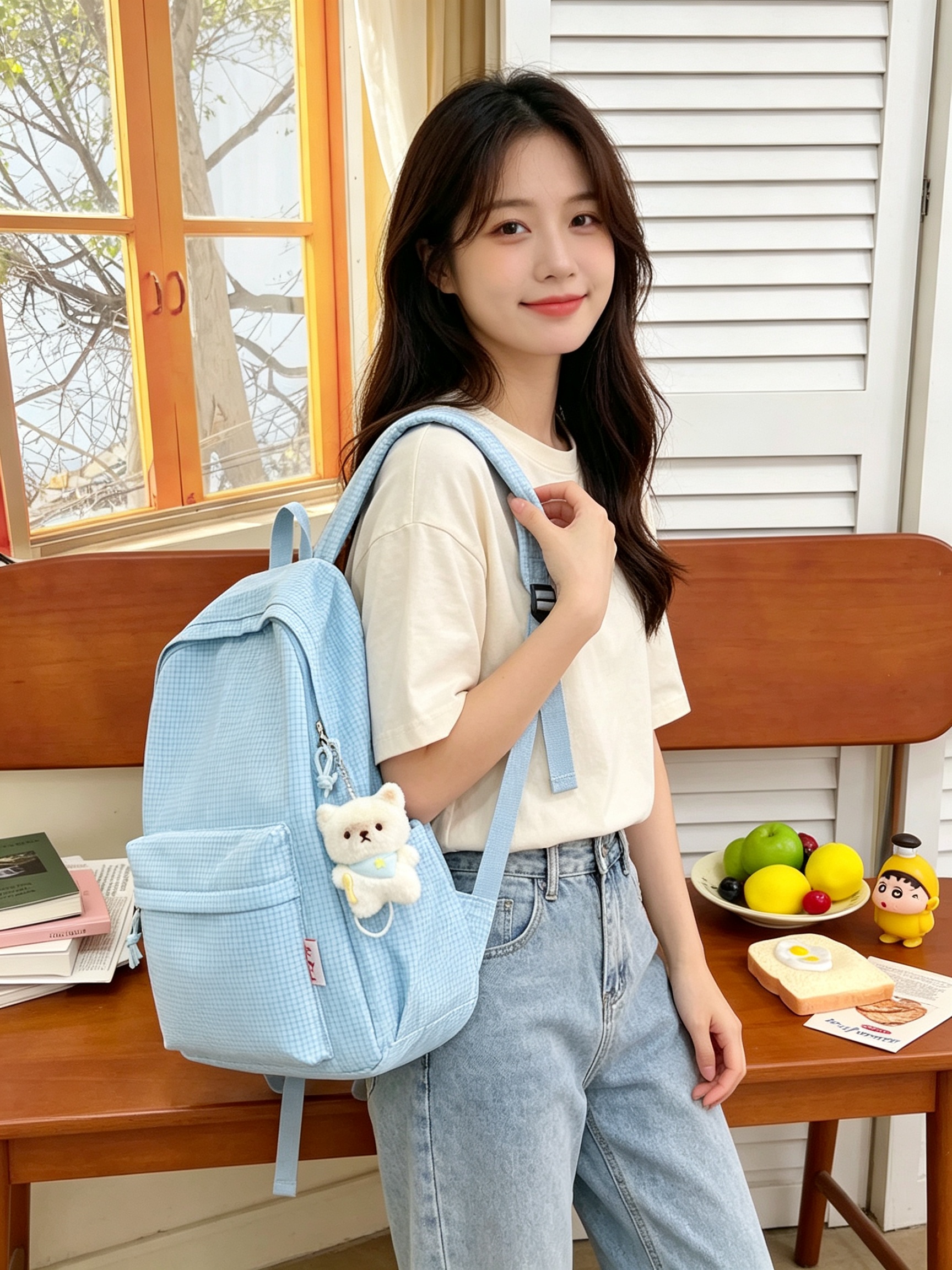 Blue Gingham Backpack 