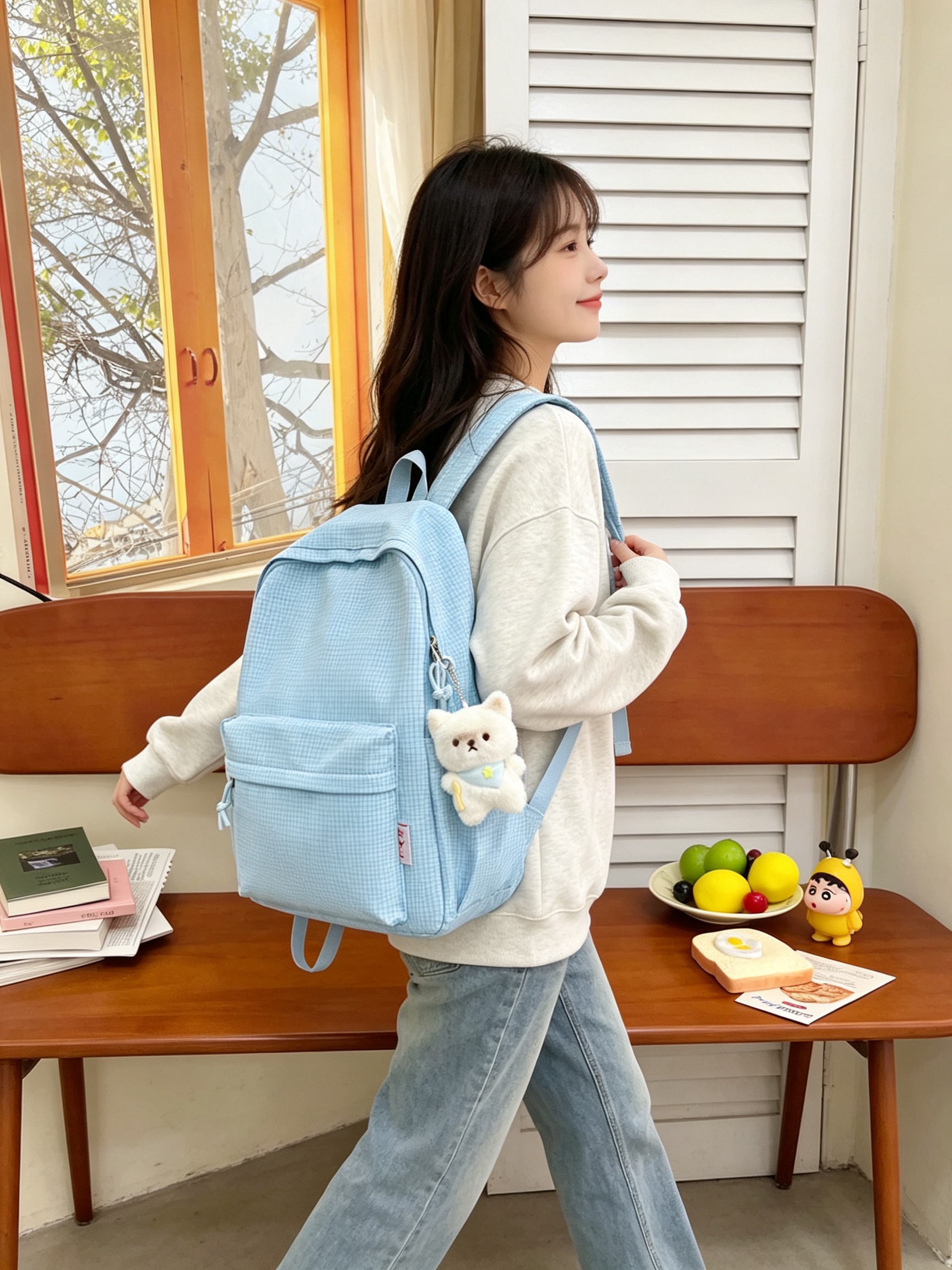 Blue Gingham Backpack 