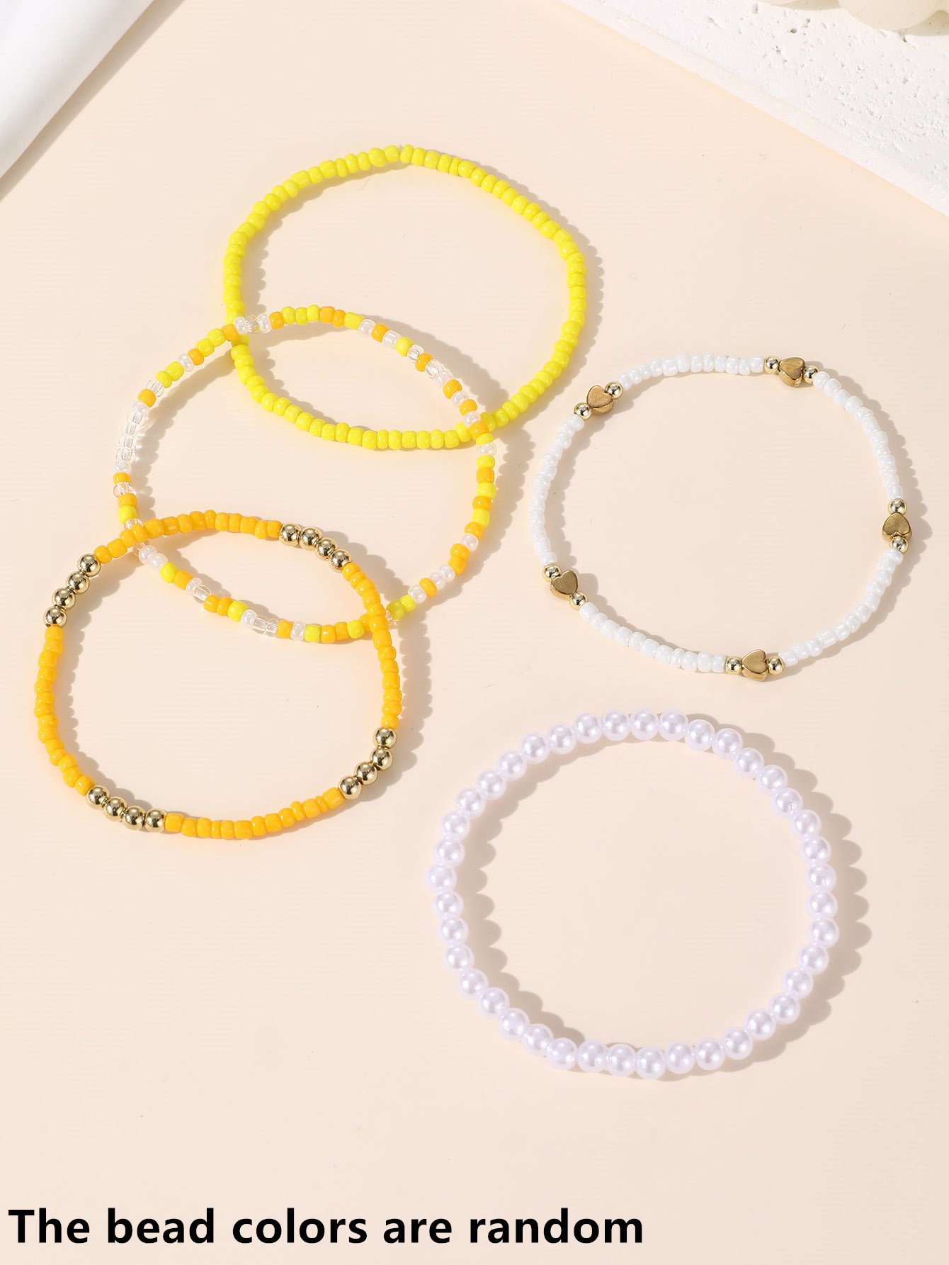 Multi-Colored Beaded Anklet Set with Heart Accents