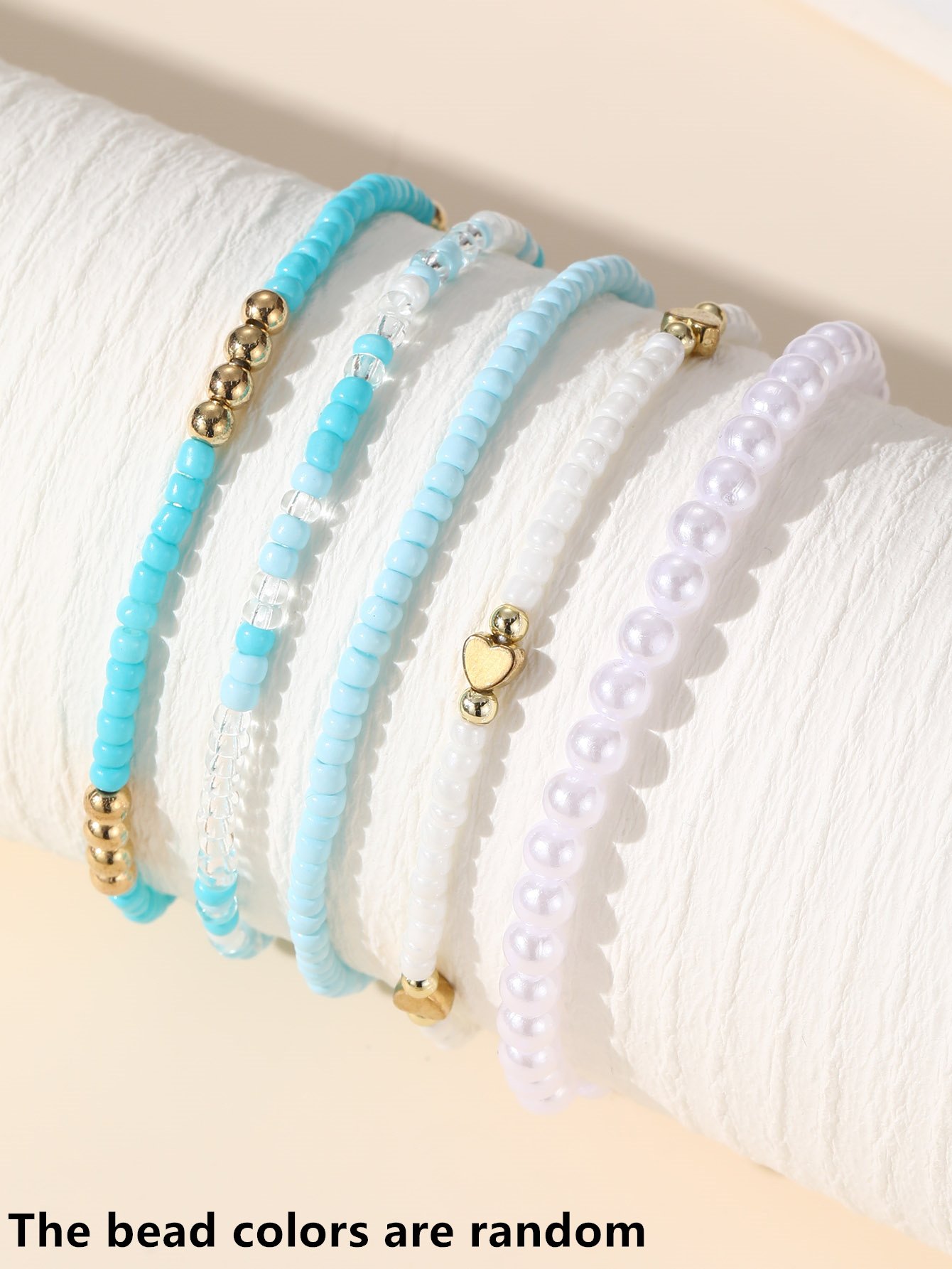Multi-Layered Beach Anklet Set with Heart Charm