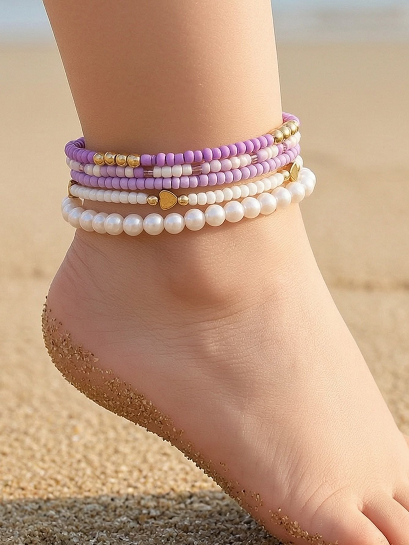 Multi-Beaded Anklet Set