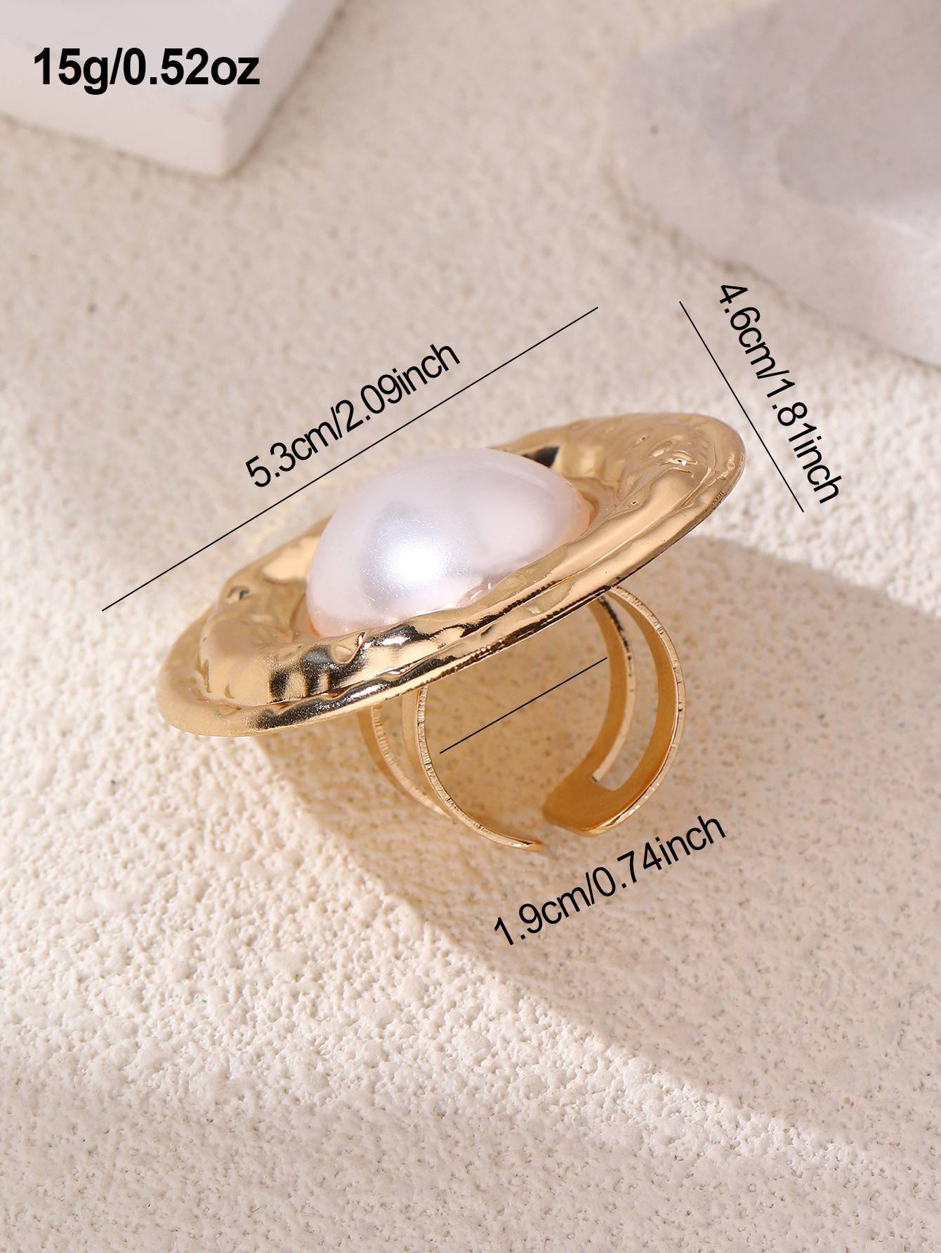 Gold Pearl Irregular Open Ring