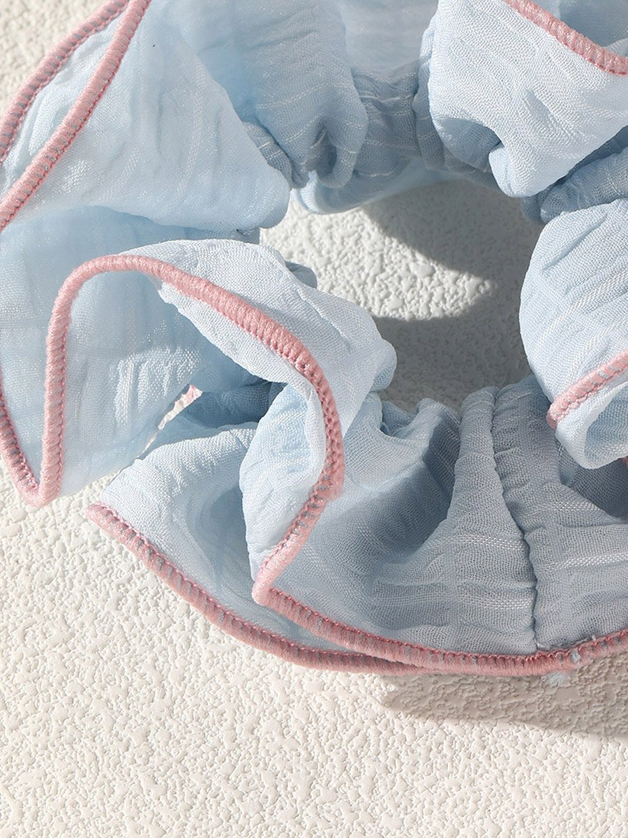 Blue Scrunchie with Pink Trim