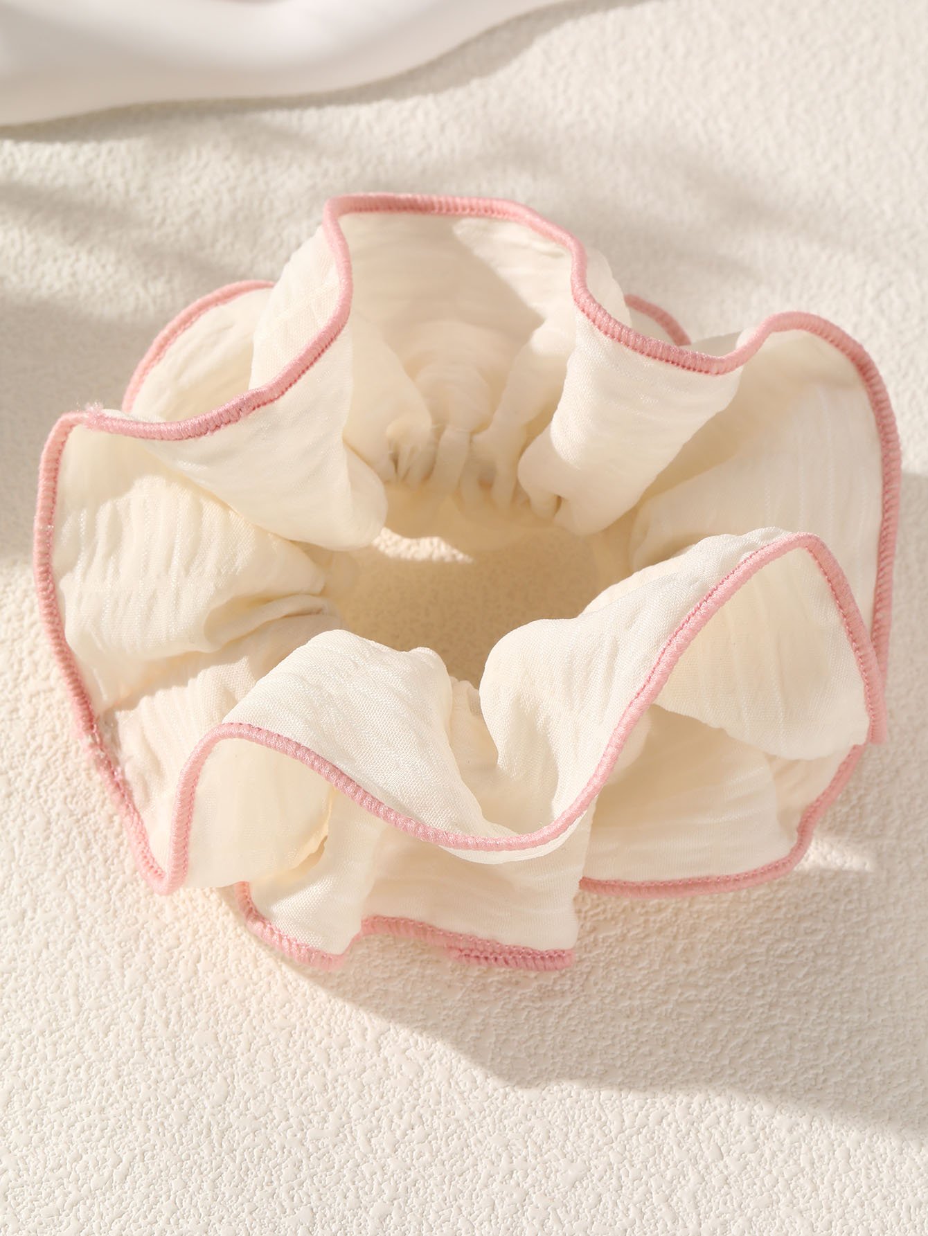 Beige Ruffled Hair Scrunchie