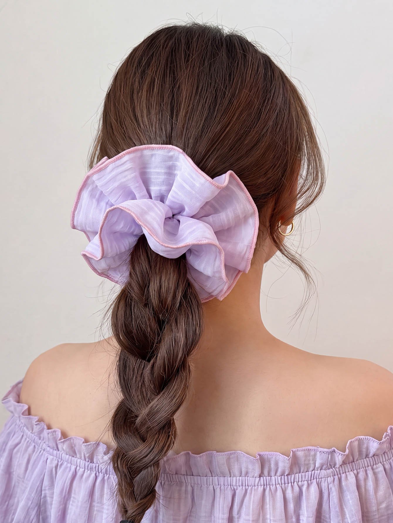 Pleated Purple Scrunchie Hair Tie