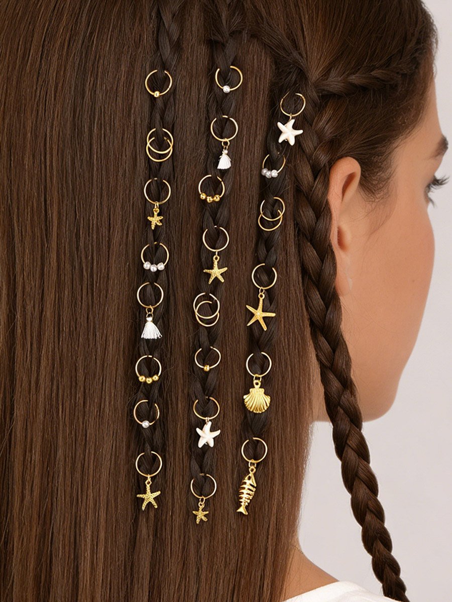 Multi-Design Hair Braid Rings Set