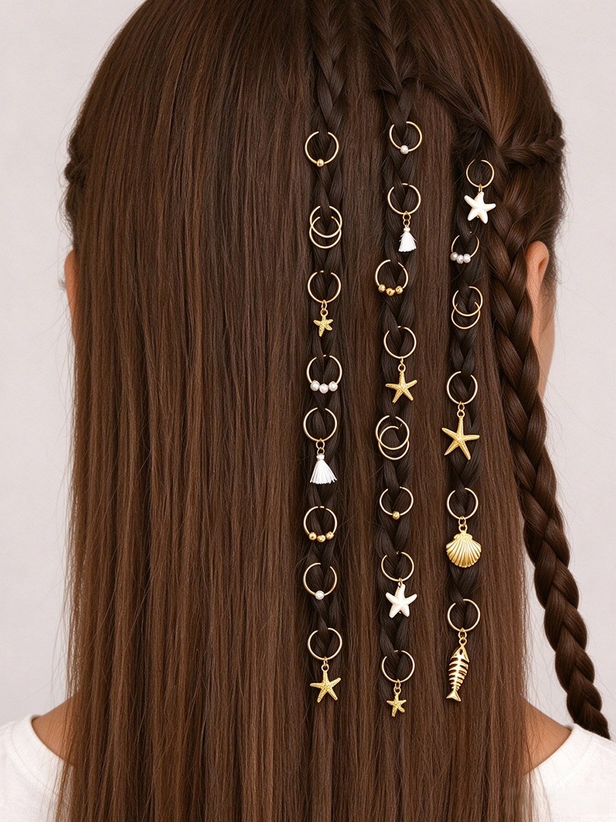 Multi-Design Hair Braid Rings Set