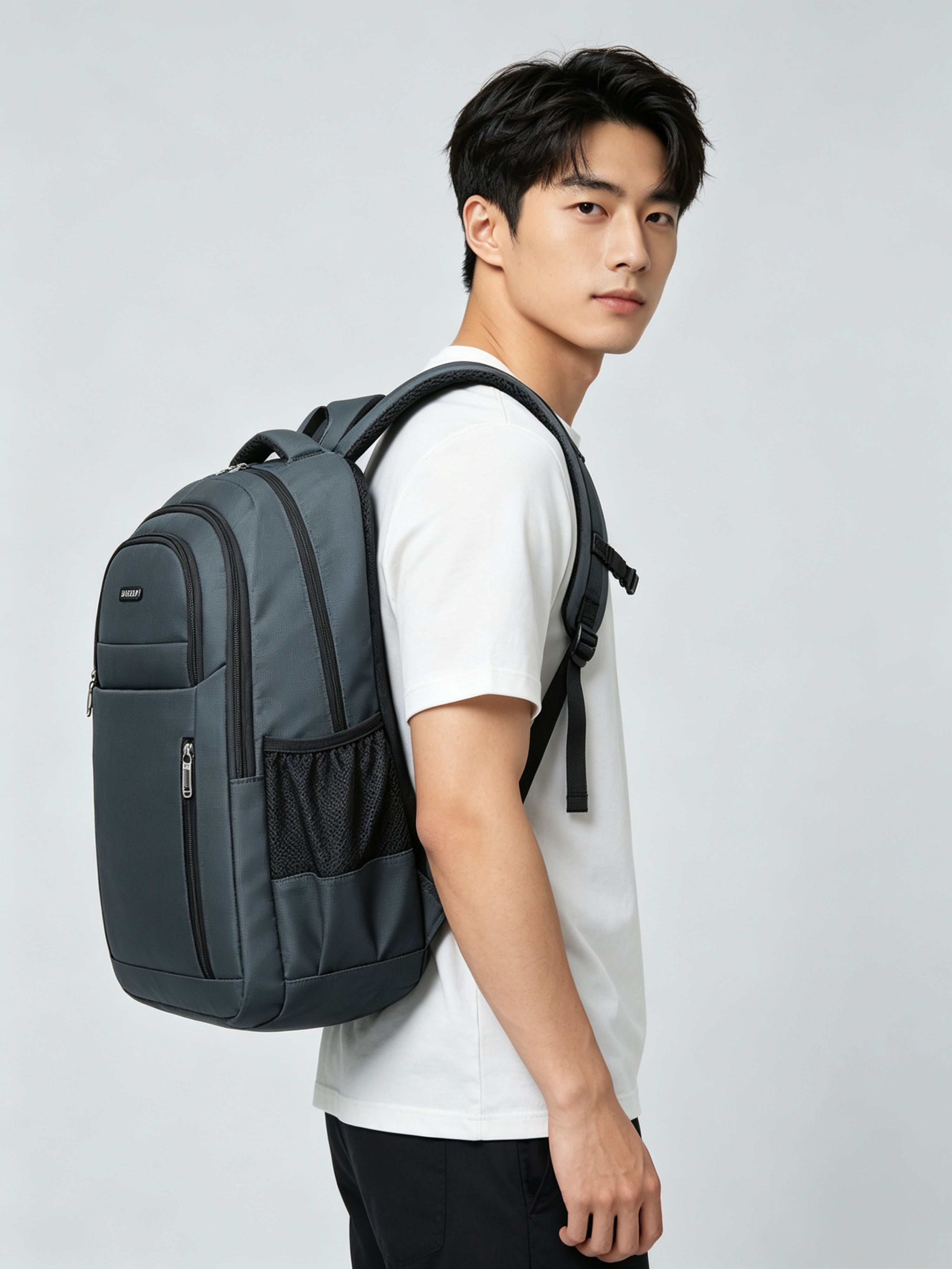 Grey Multi Compartments Commuter Backpack