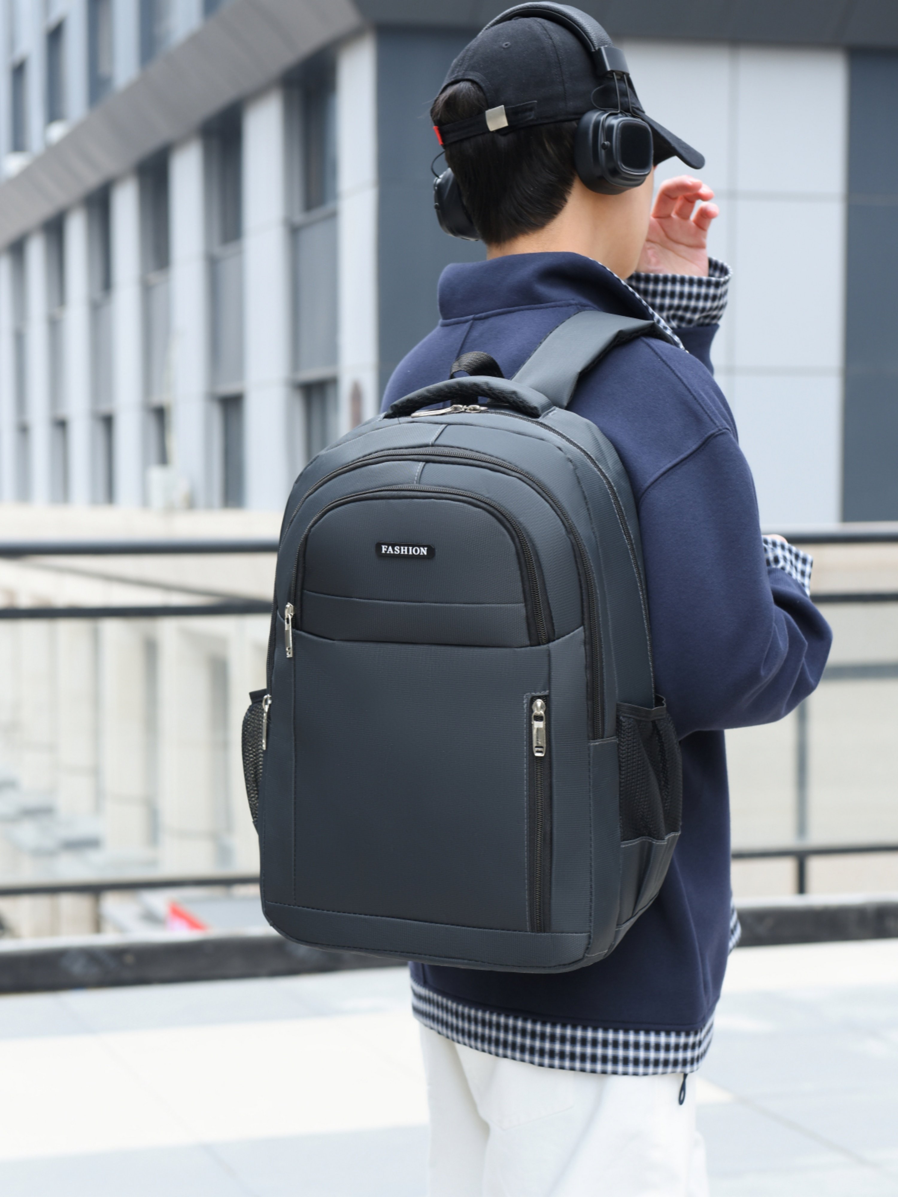 Grey Multi Compartments Commuter Backpack