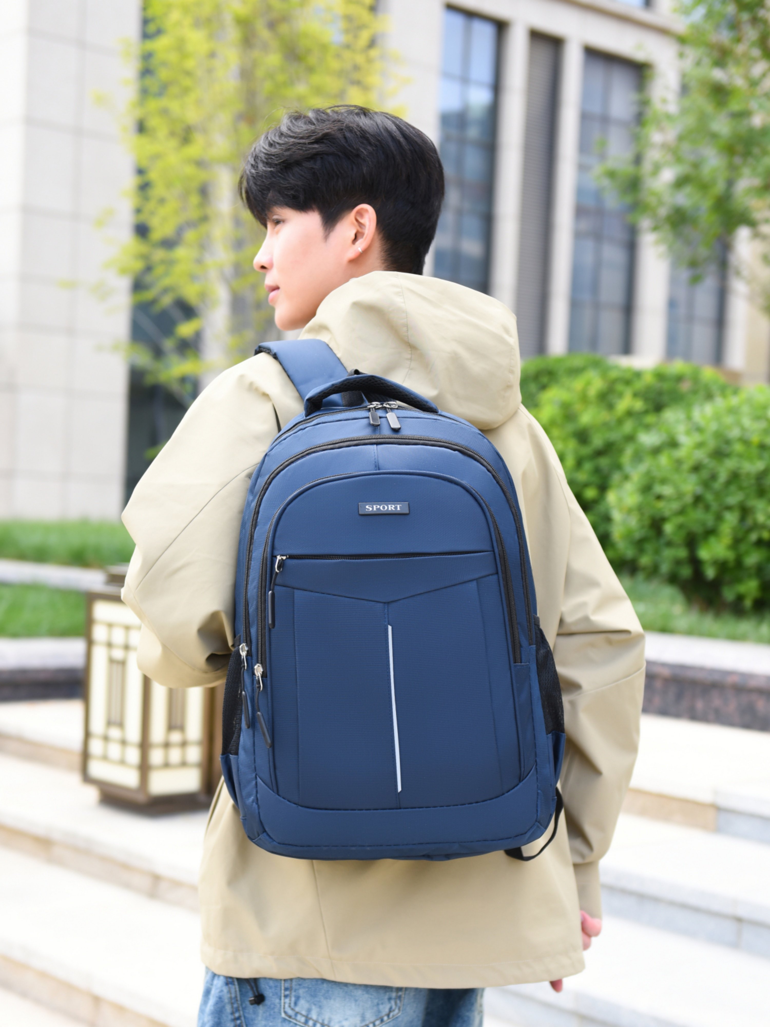 Blue Travel Backpack with Laptop Compartment