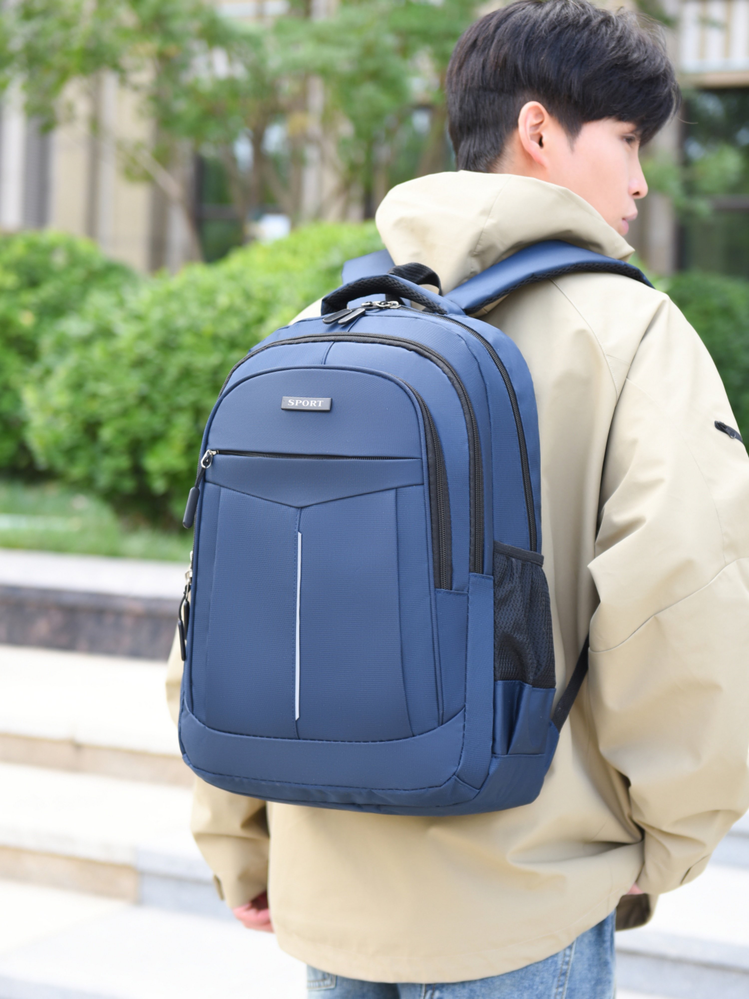 Blue Travel Backpack with Laptop Compartment