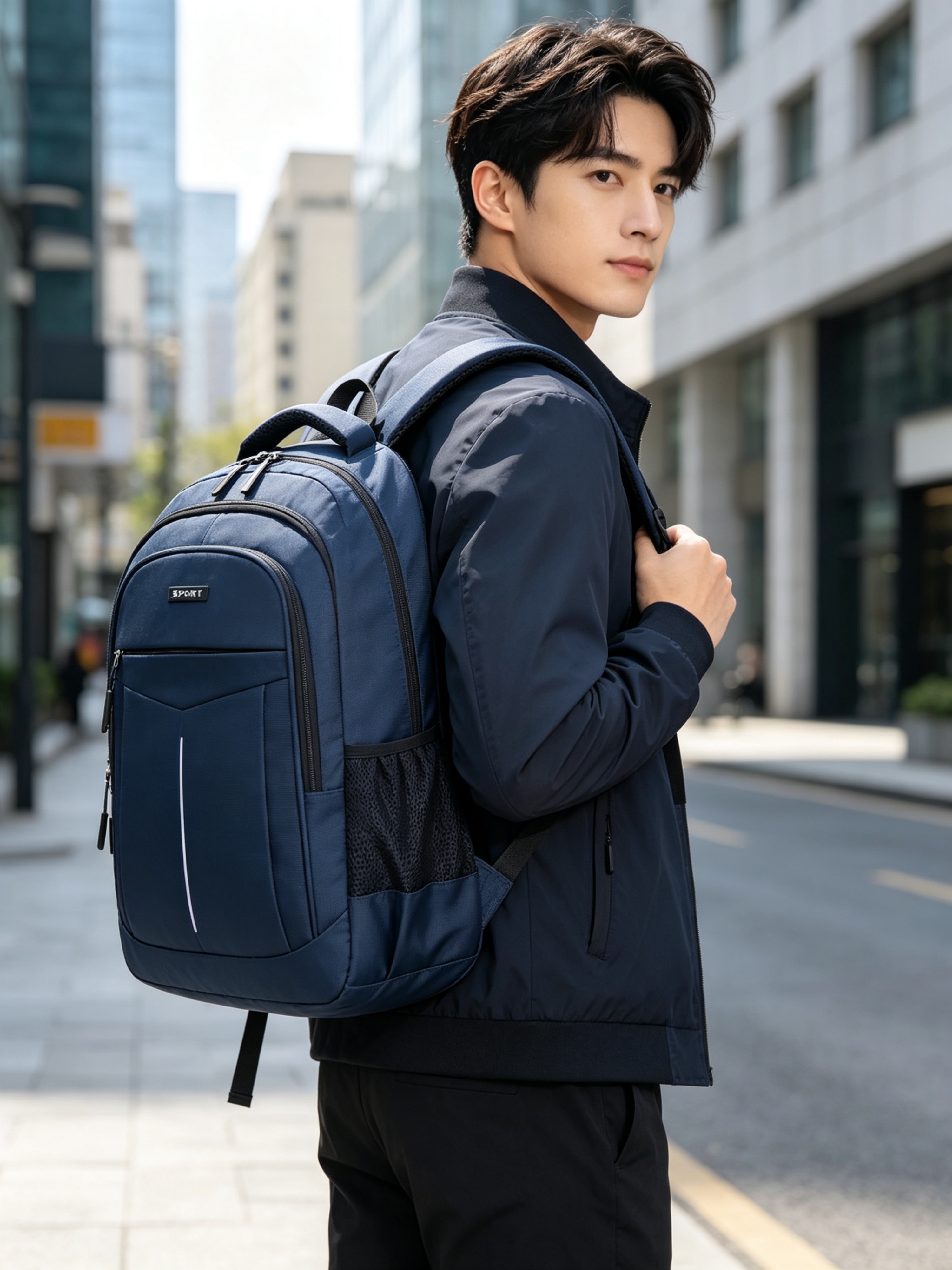Blue Travel Backpack with Laptop Compartment