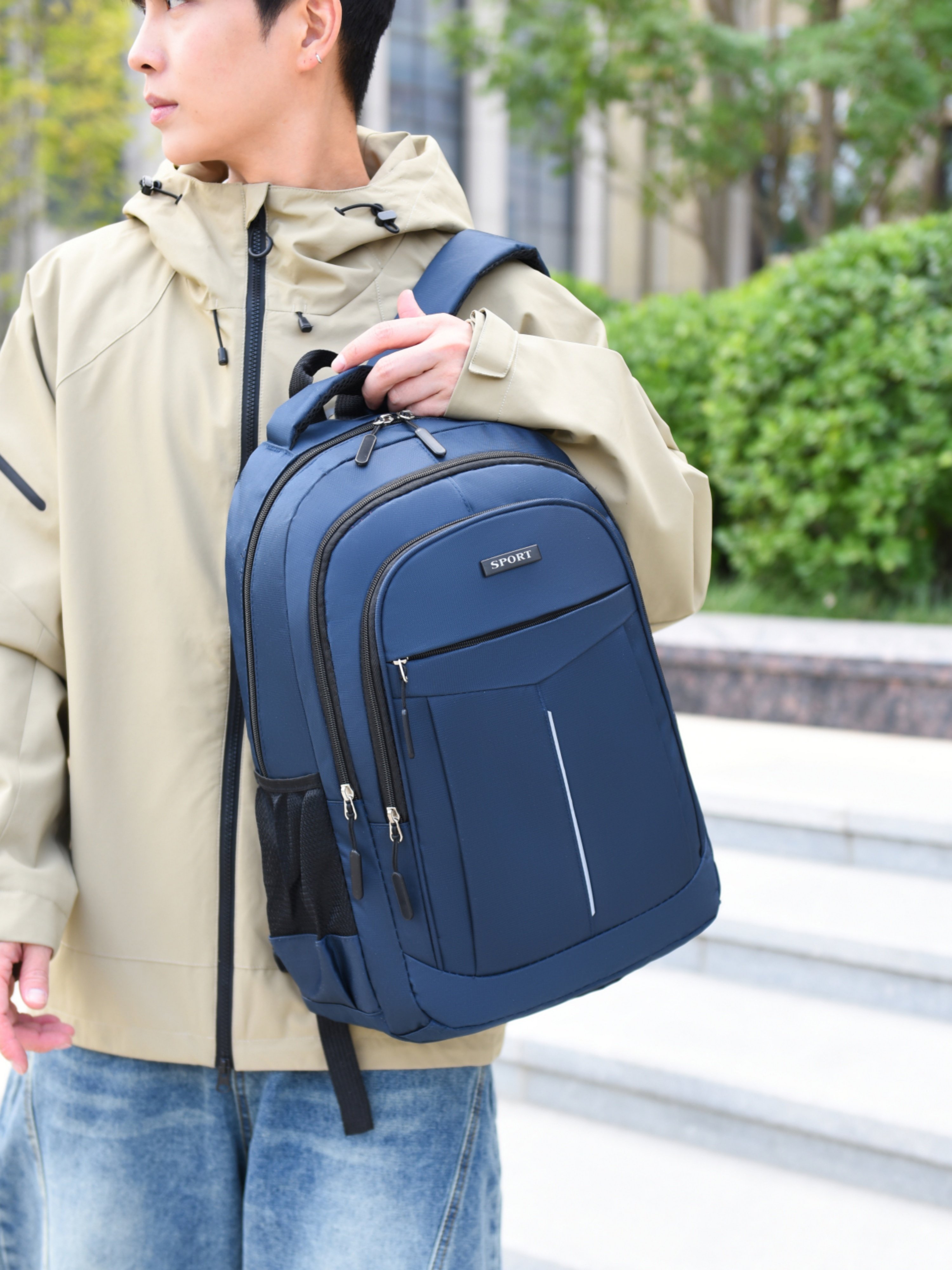 Blue Travel Backpack with Laptop Compartment