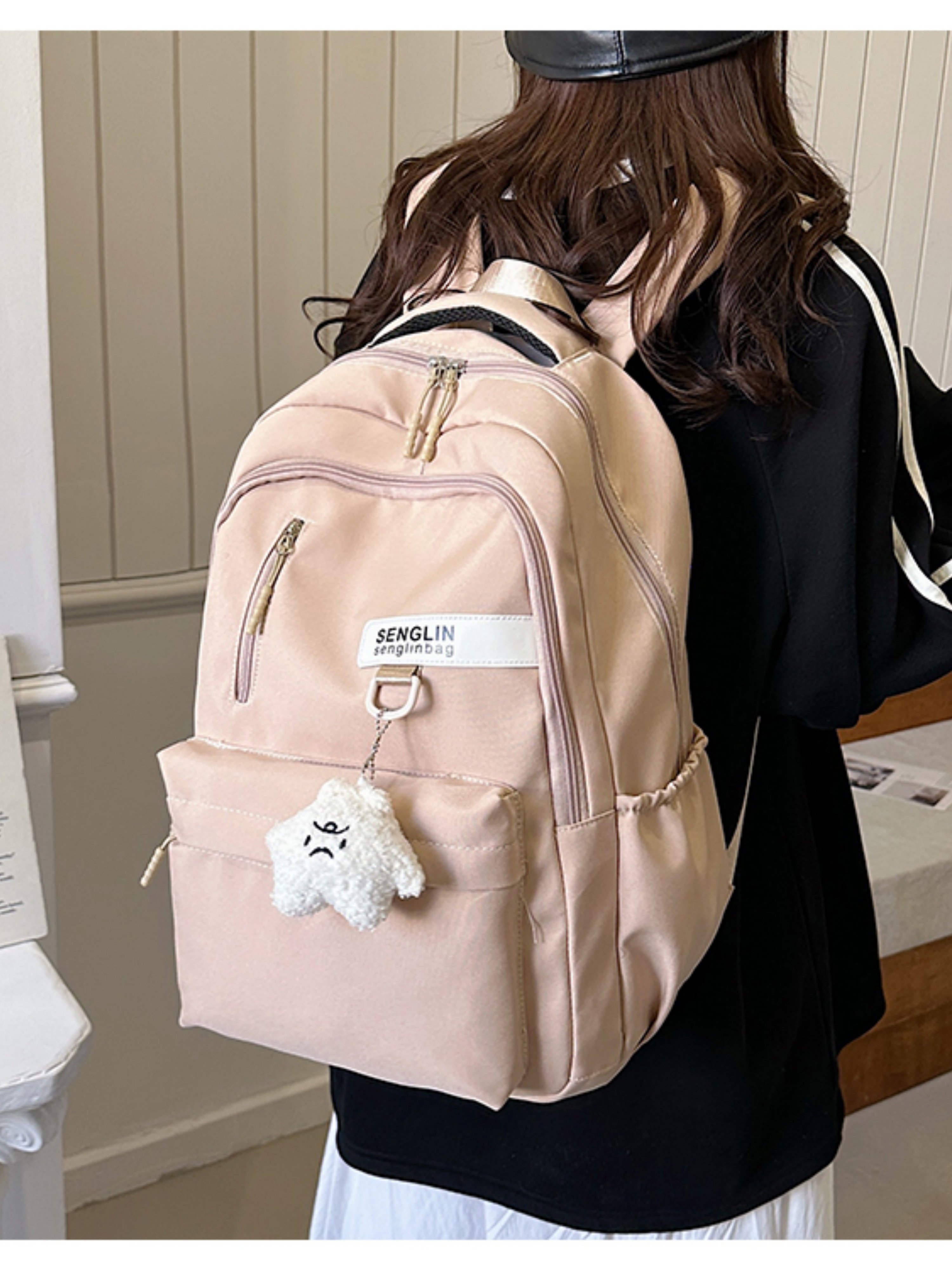 Pink Plain Backpack