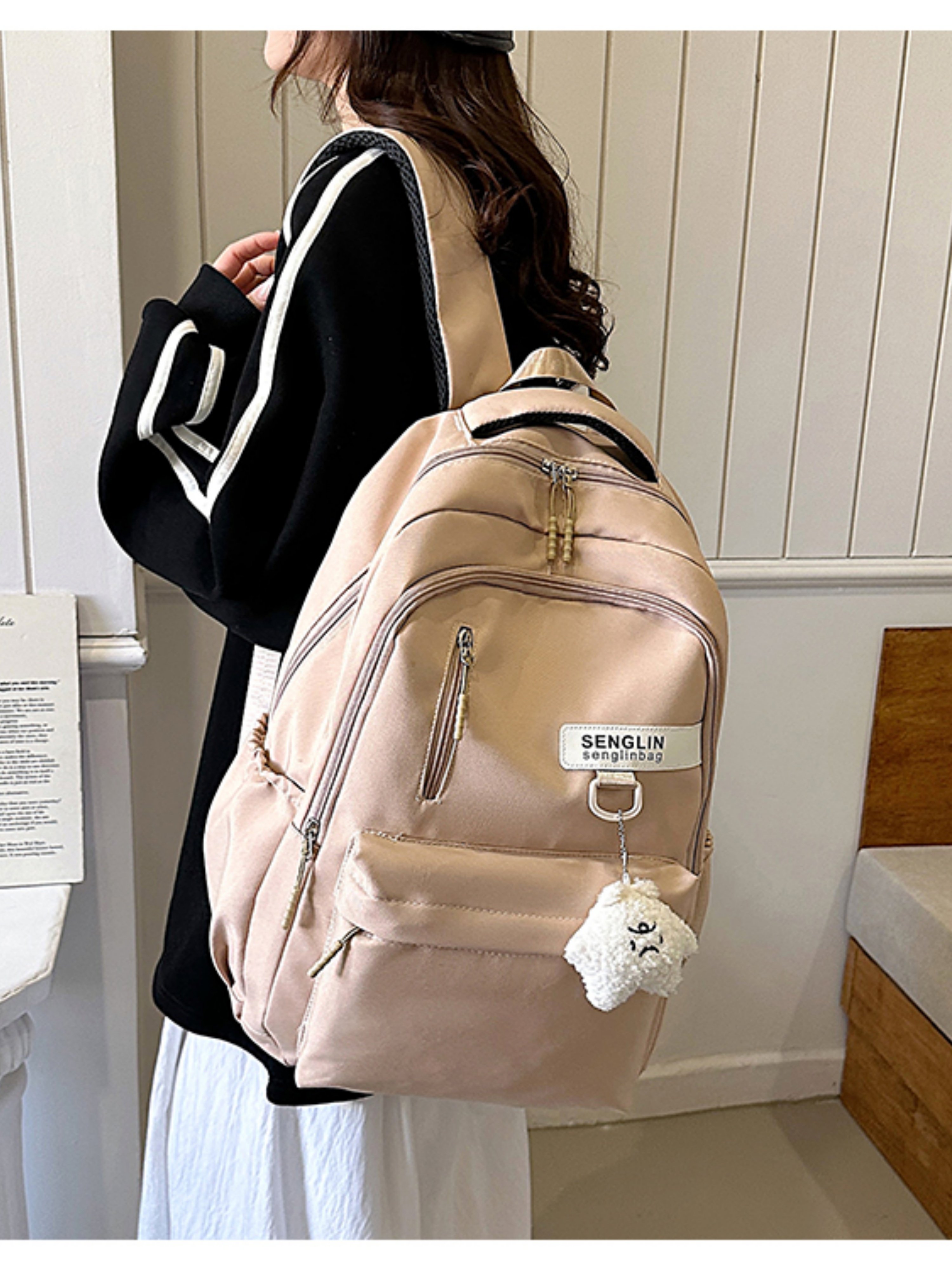 Pink Plain Backpack