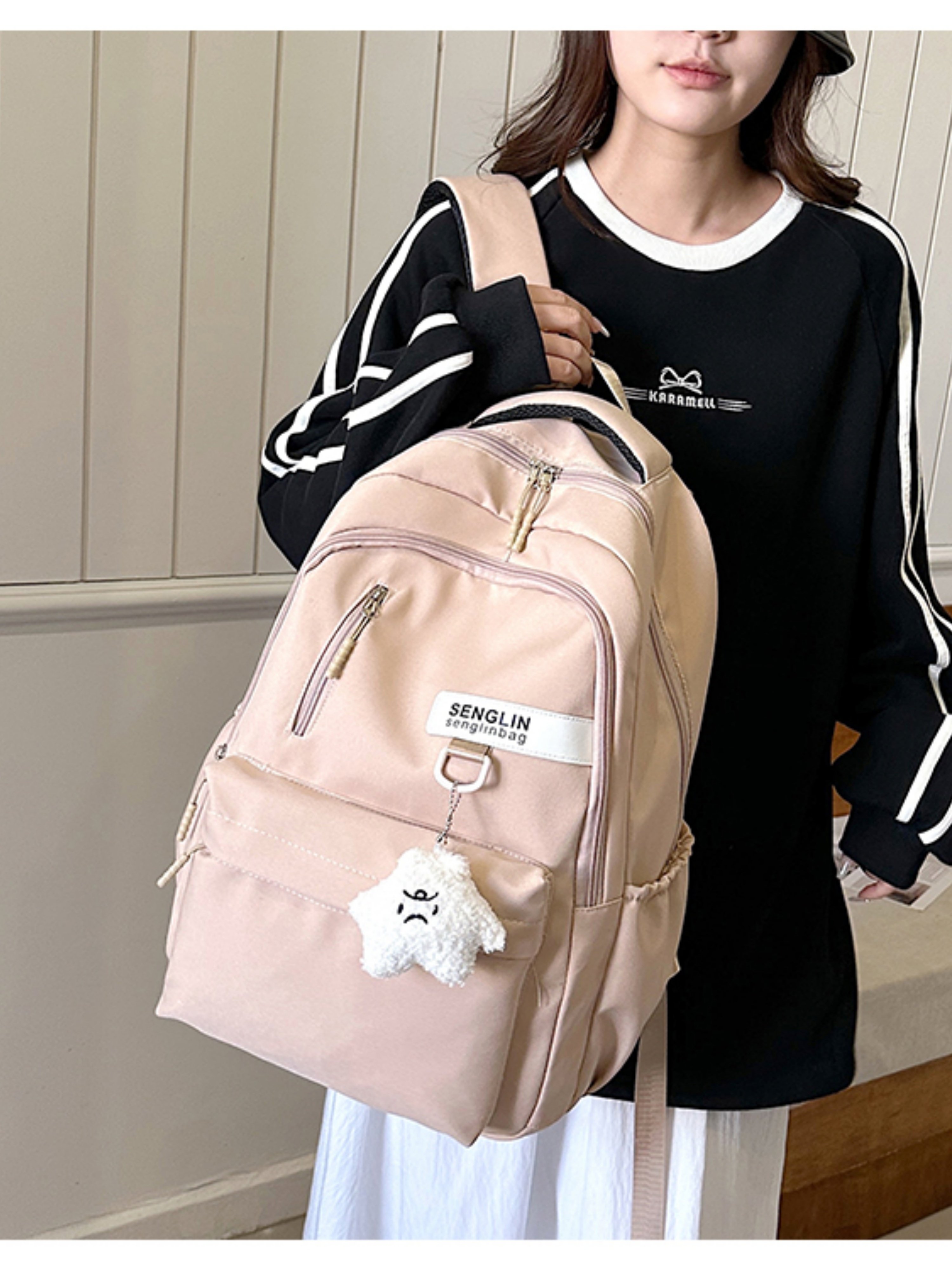 Pink Plain Backpack